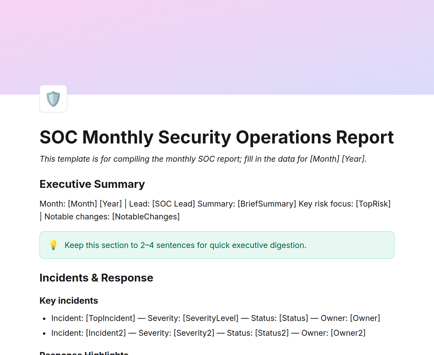 SOC Monthly Security Operations Report