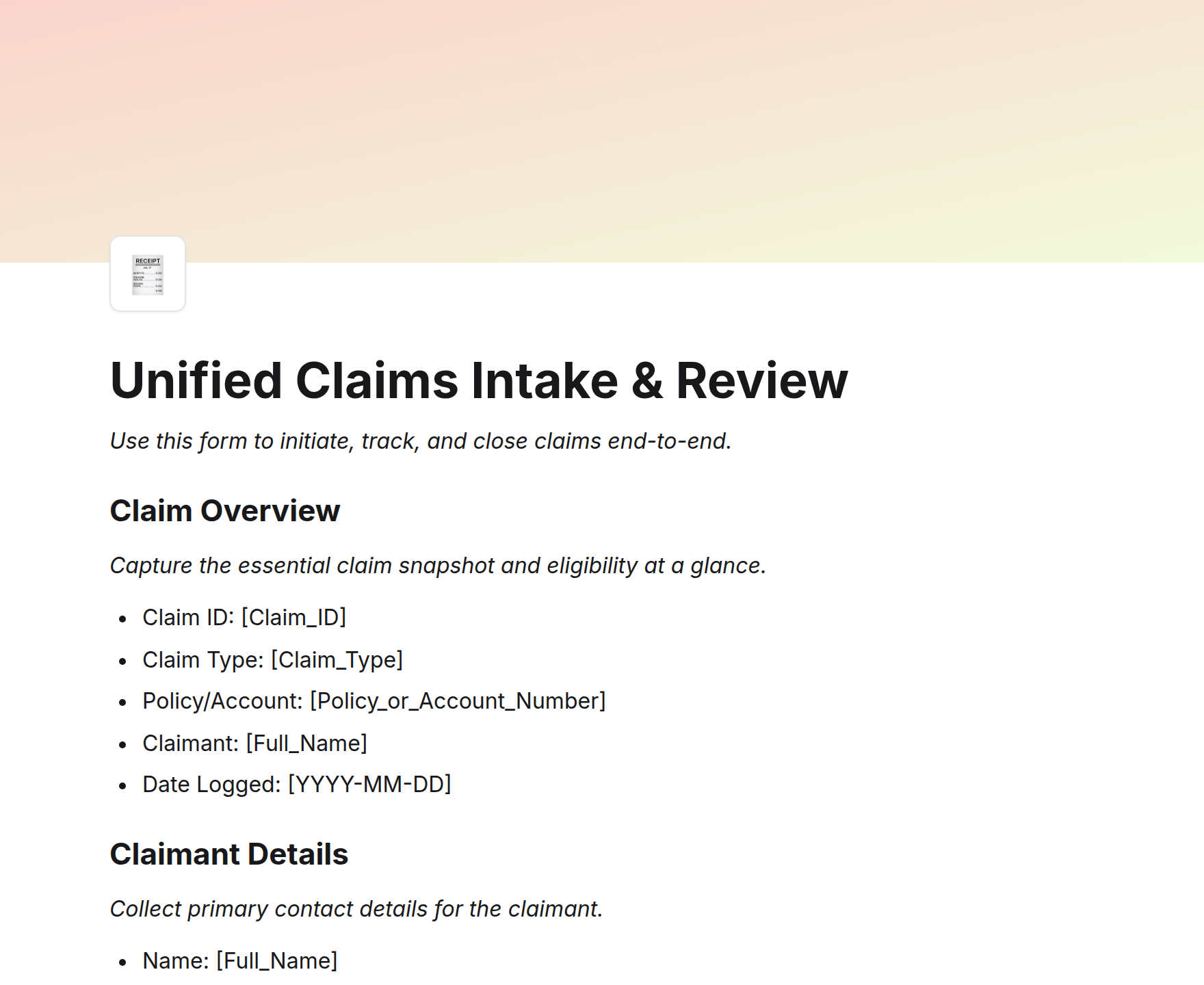 Unified Claims Intake & Review