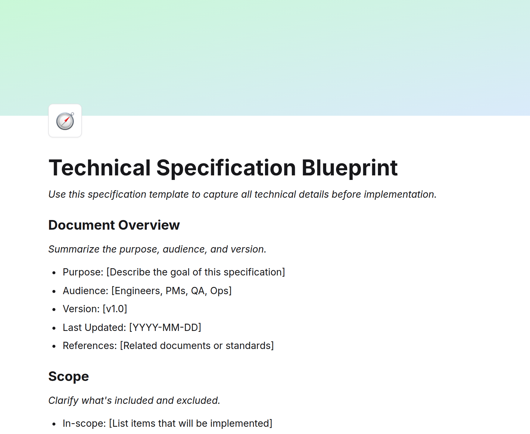 Technical Specification Blueprint