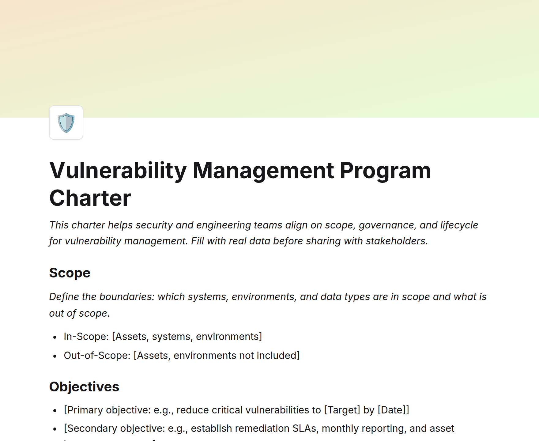 Vulnerability Management Program Charter