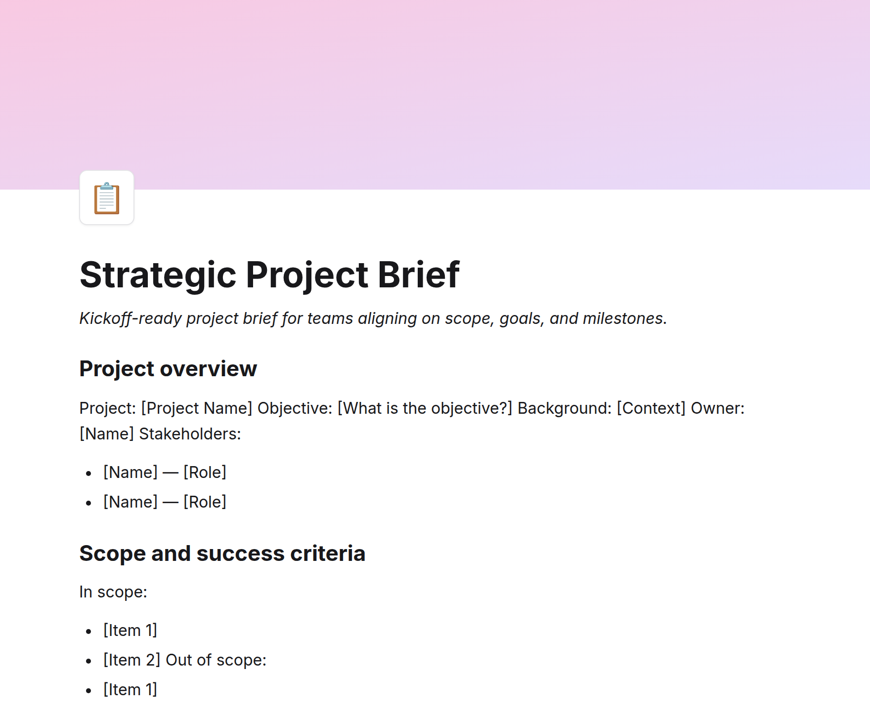 Strategic Project Brief