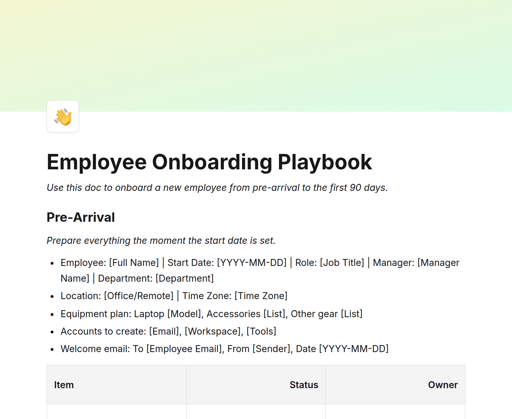 Employee Onboarding Playbook