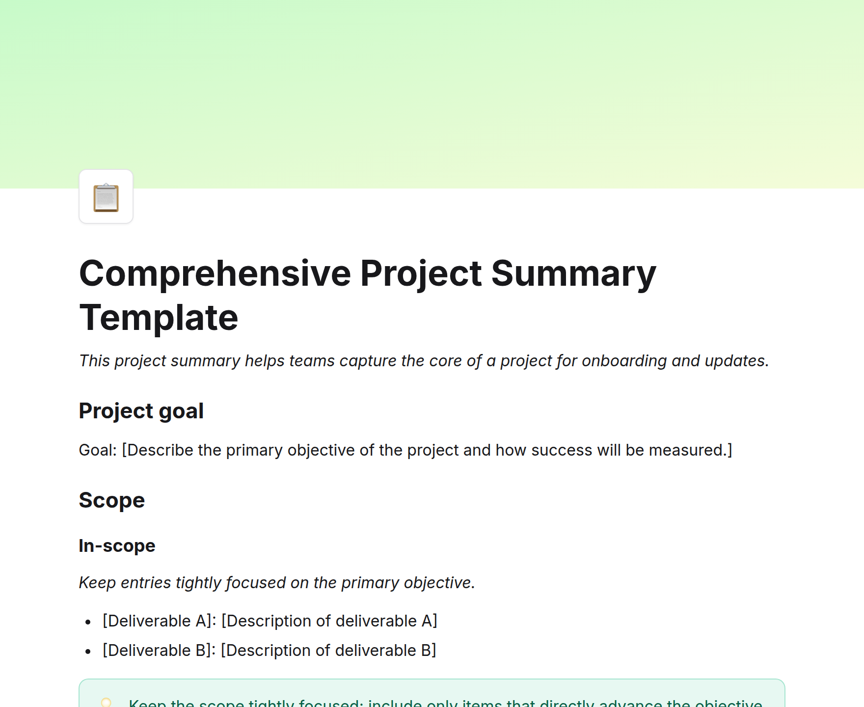 Comprehensive Project Summary Template