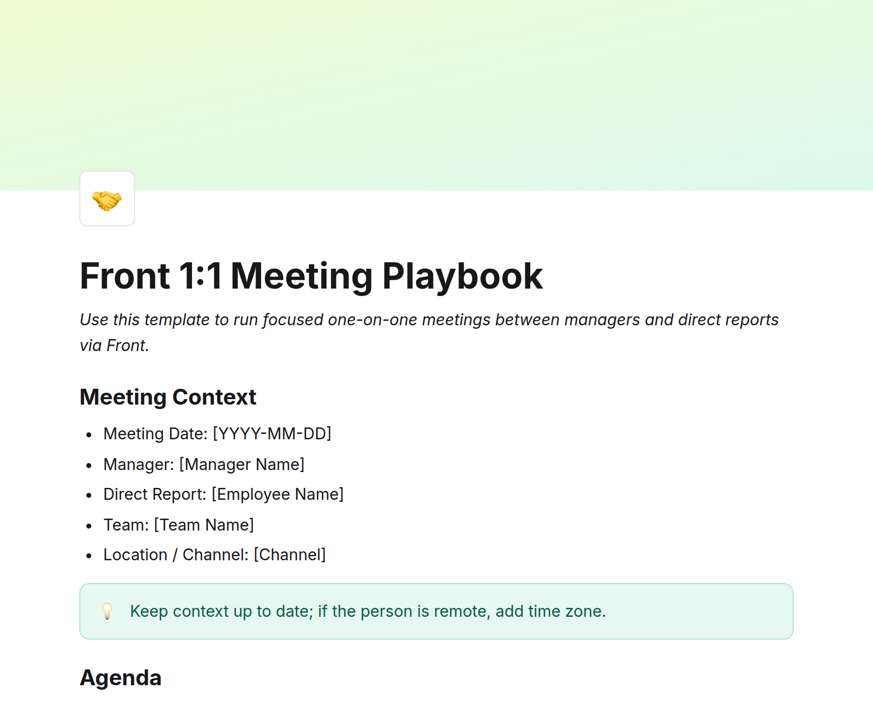 Front 1:1 Meeting Playbook