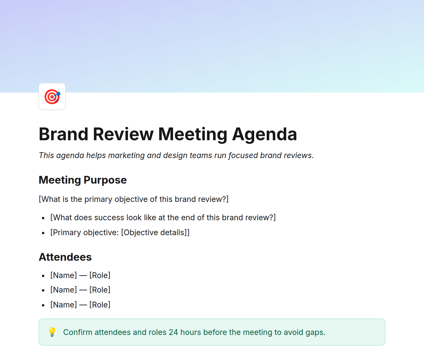Brand Review Meeting Agenda
