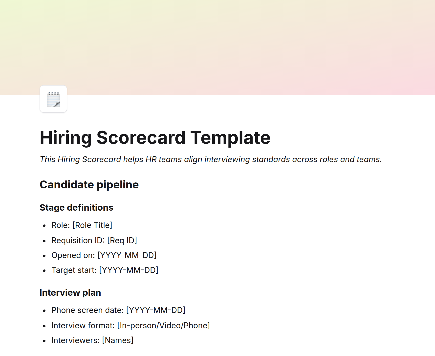 Hiring Scorecard Template
