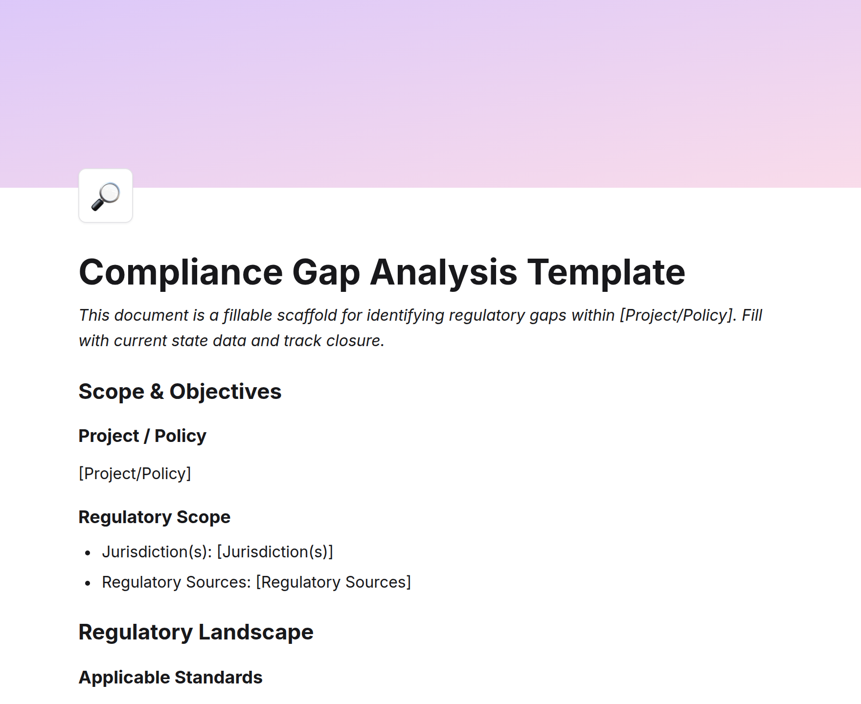 Compliance Gap Analysis Template