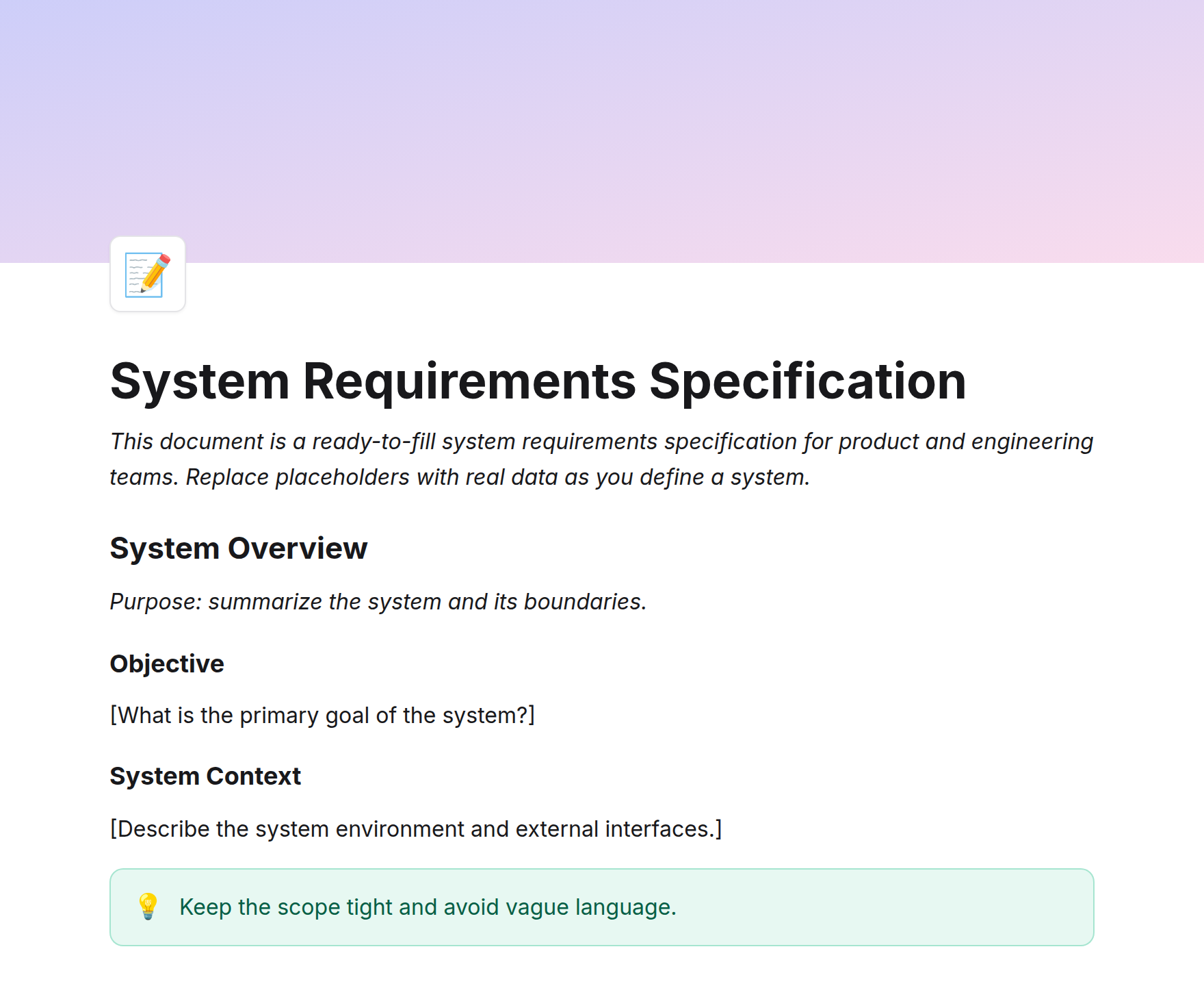 System Requirements Specification