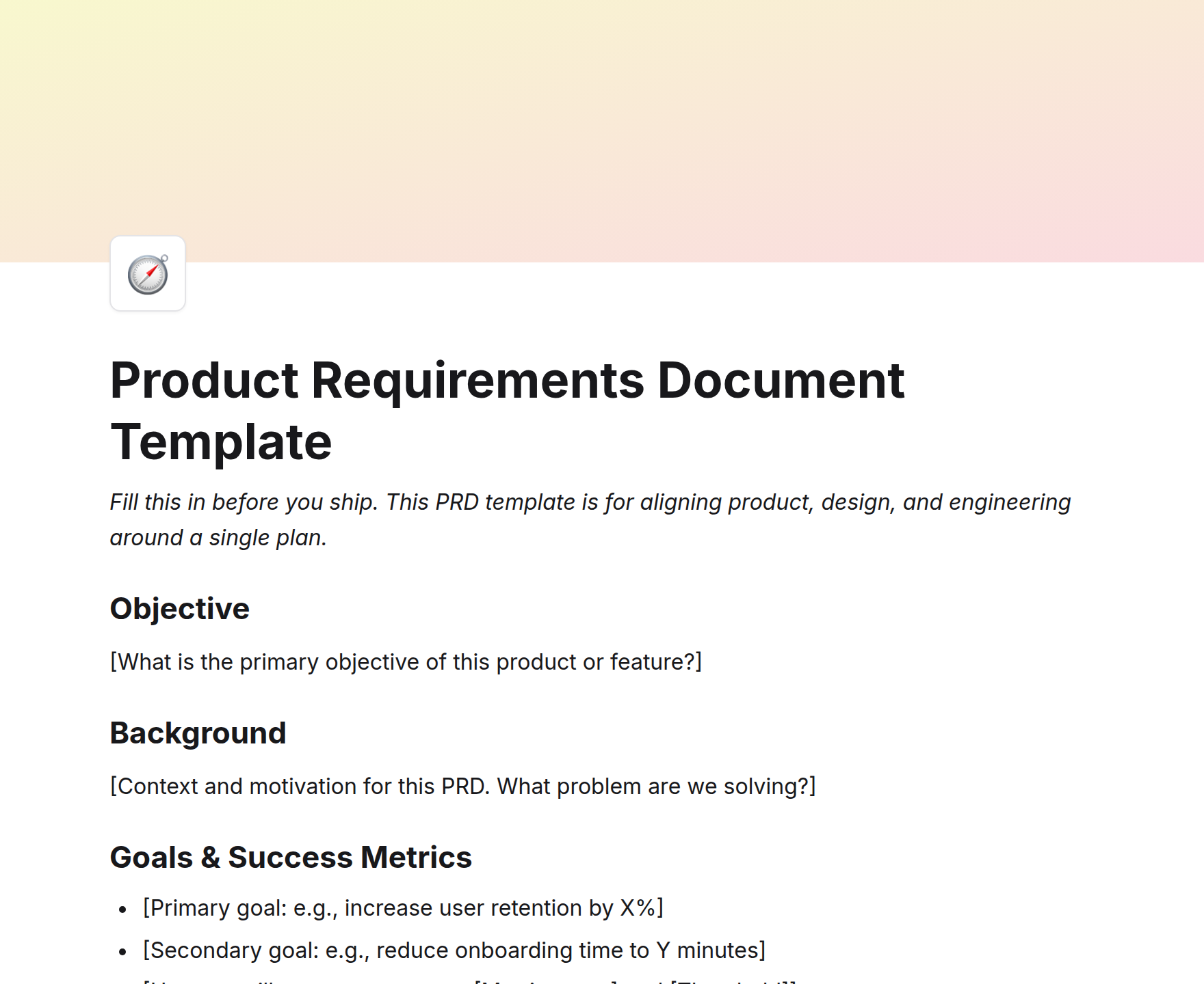 Product Requirements Document Template