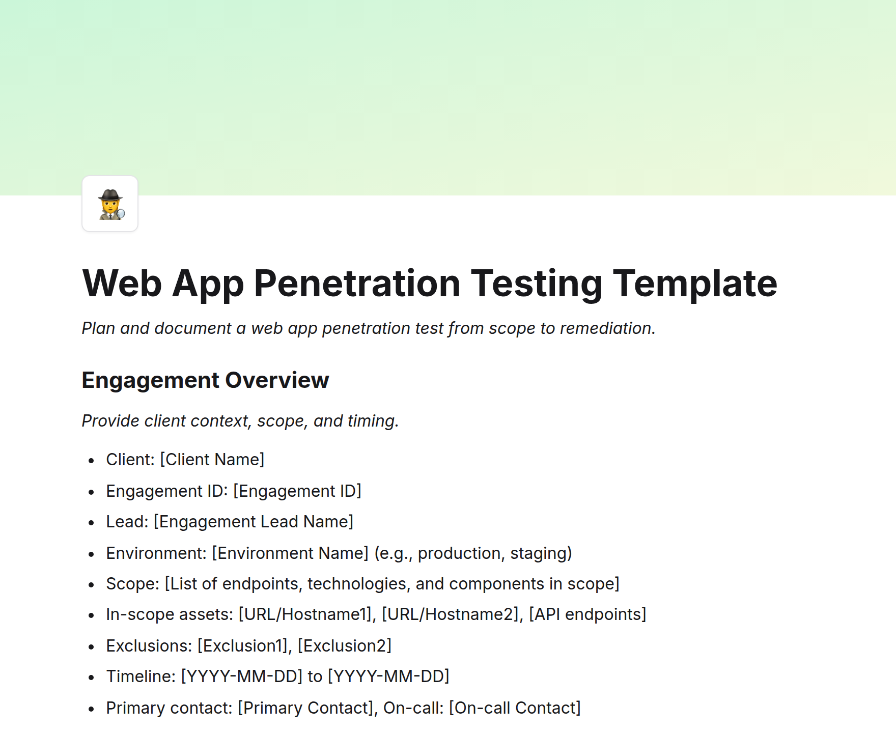 Web App Penetration Testing Template