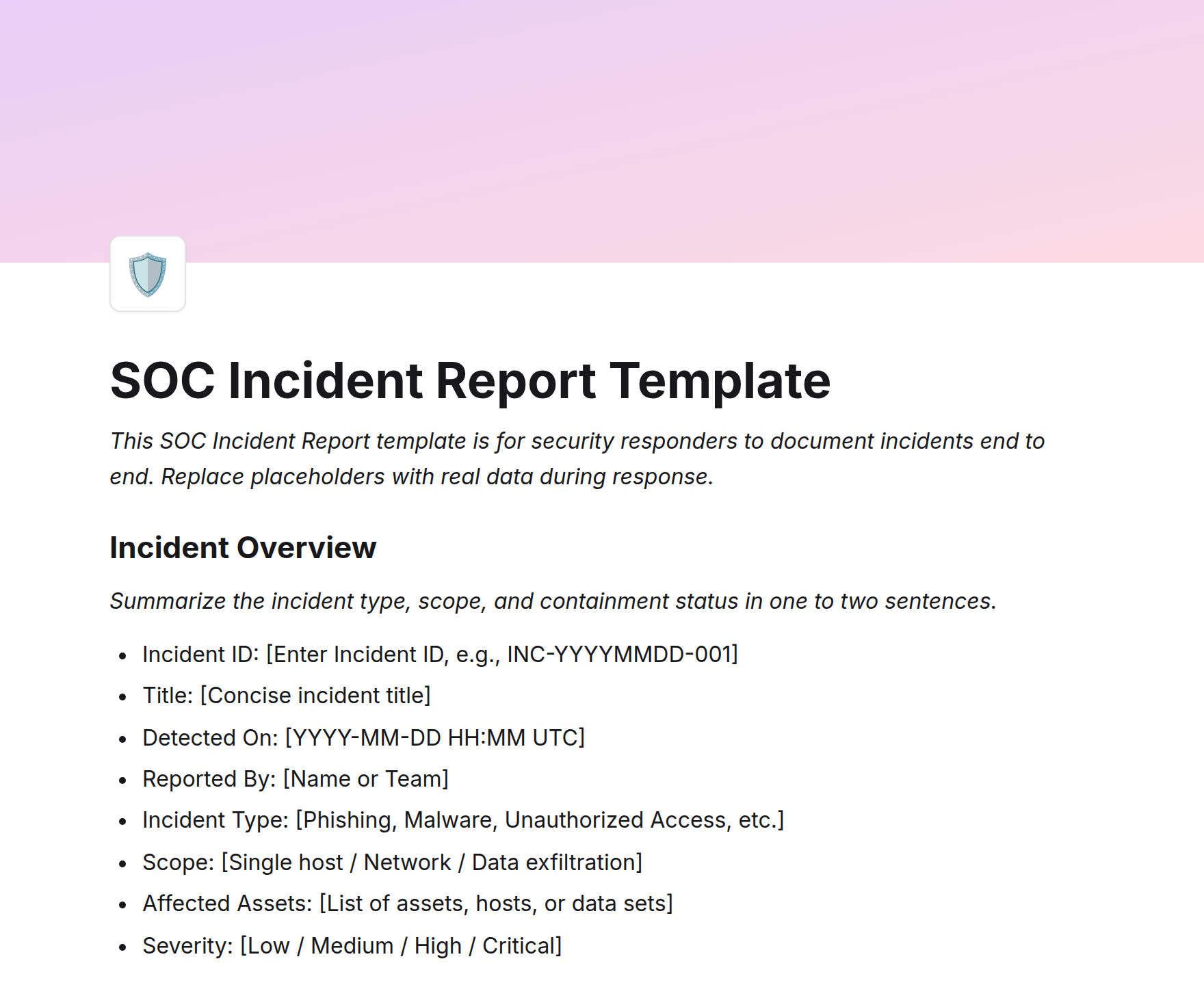 SOC Incident Report Template