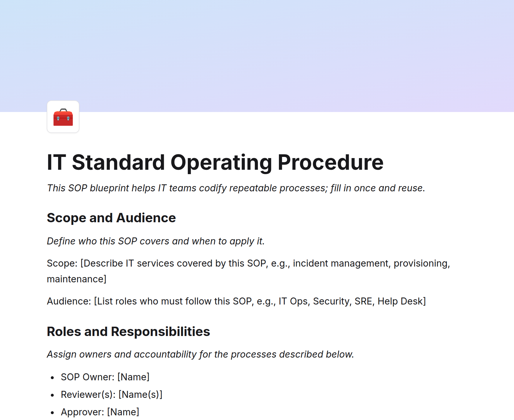 IT Standard Operating Procedure