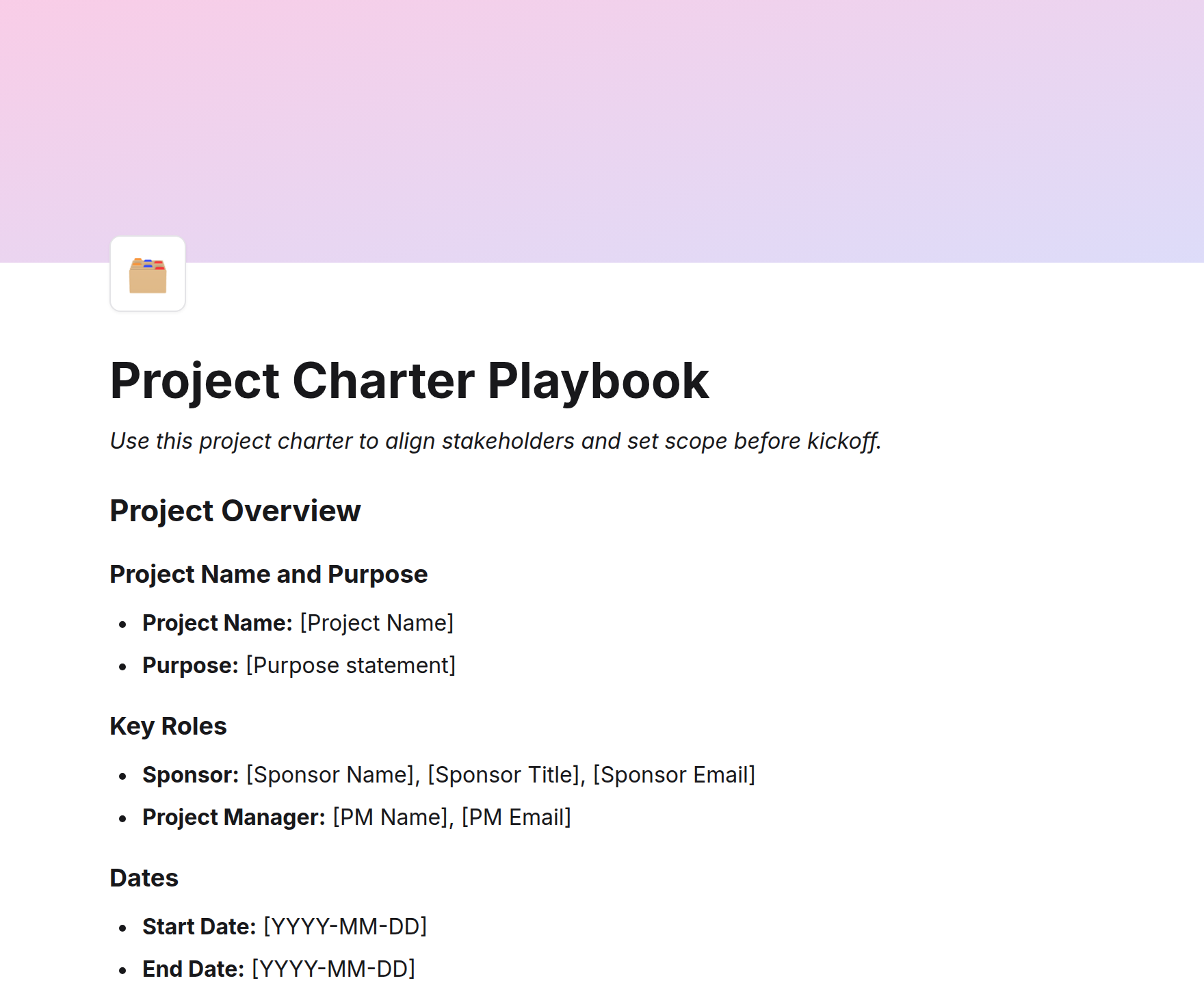 Project Charter Playbook