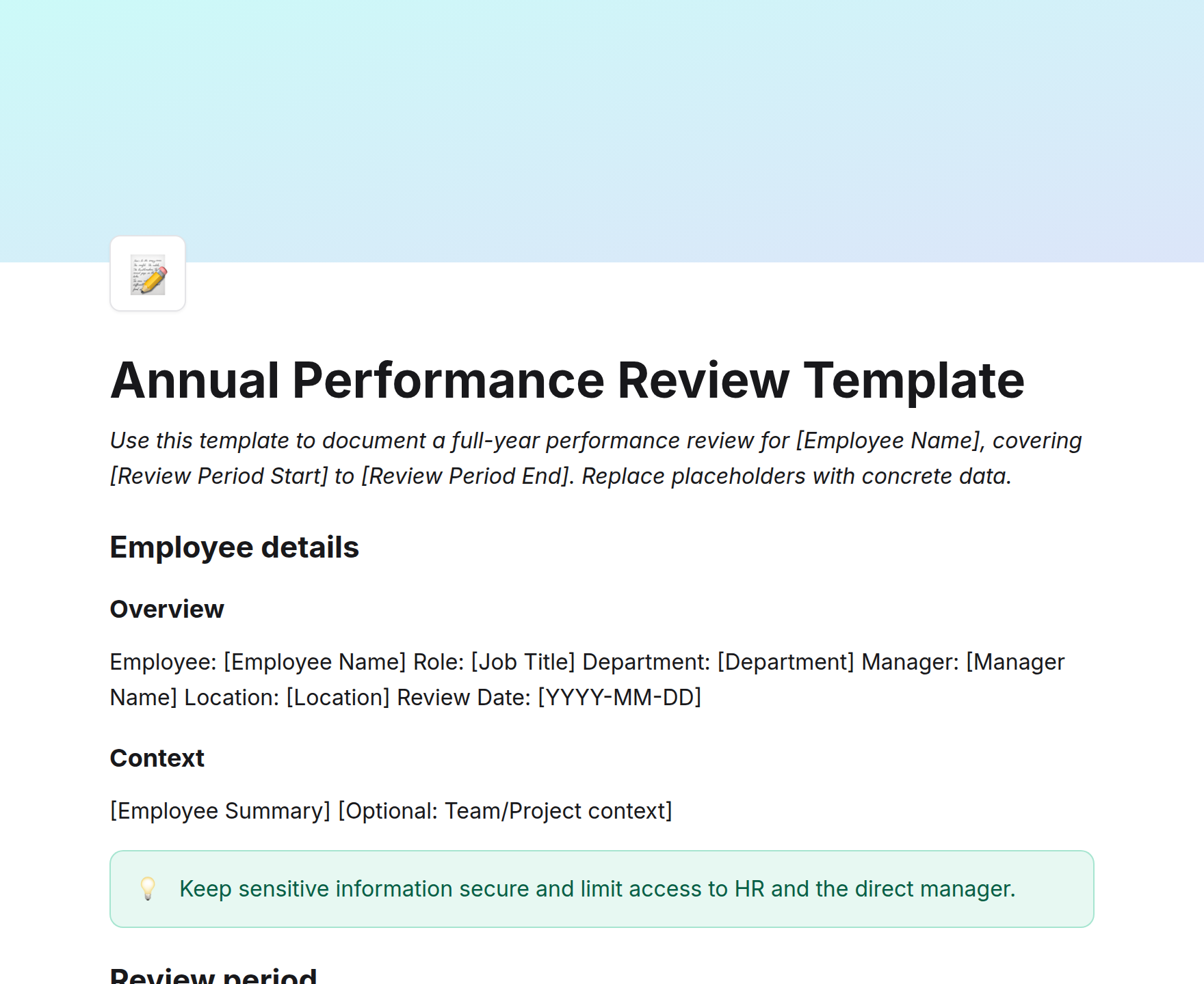 Annual Performance Review Template