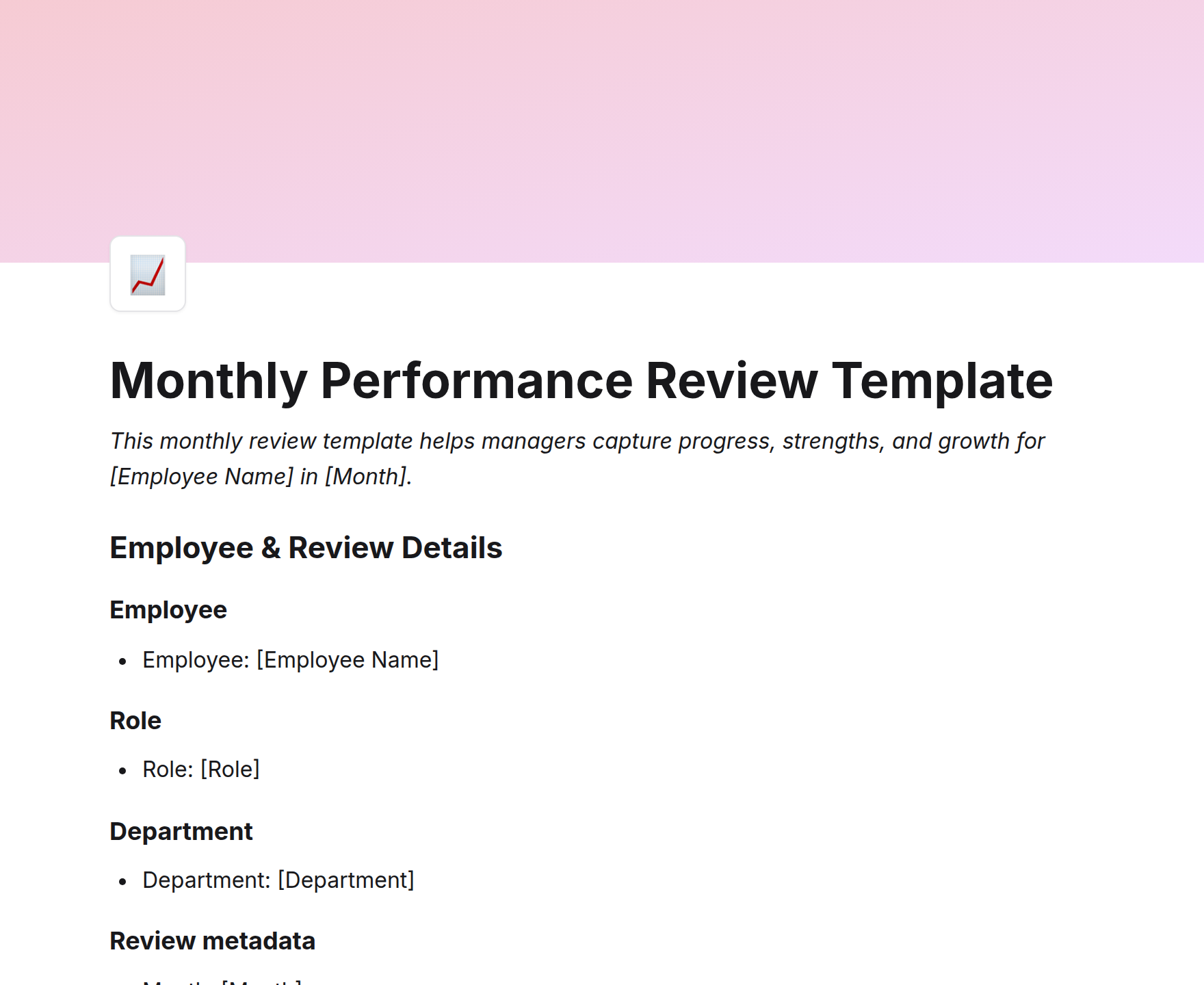 Monthly Performance Review Template