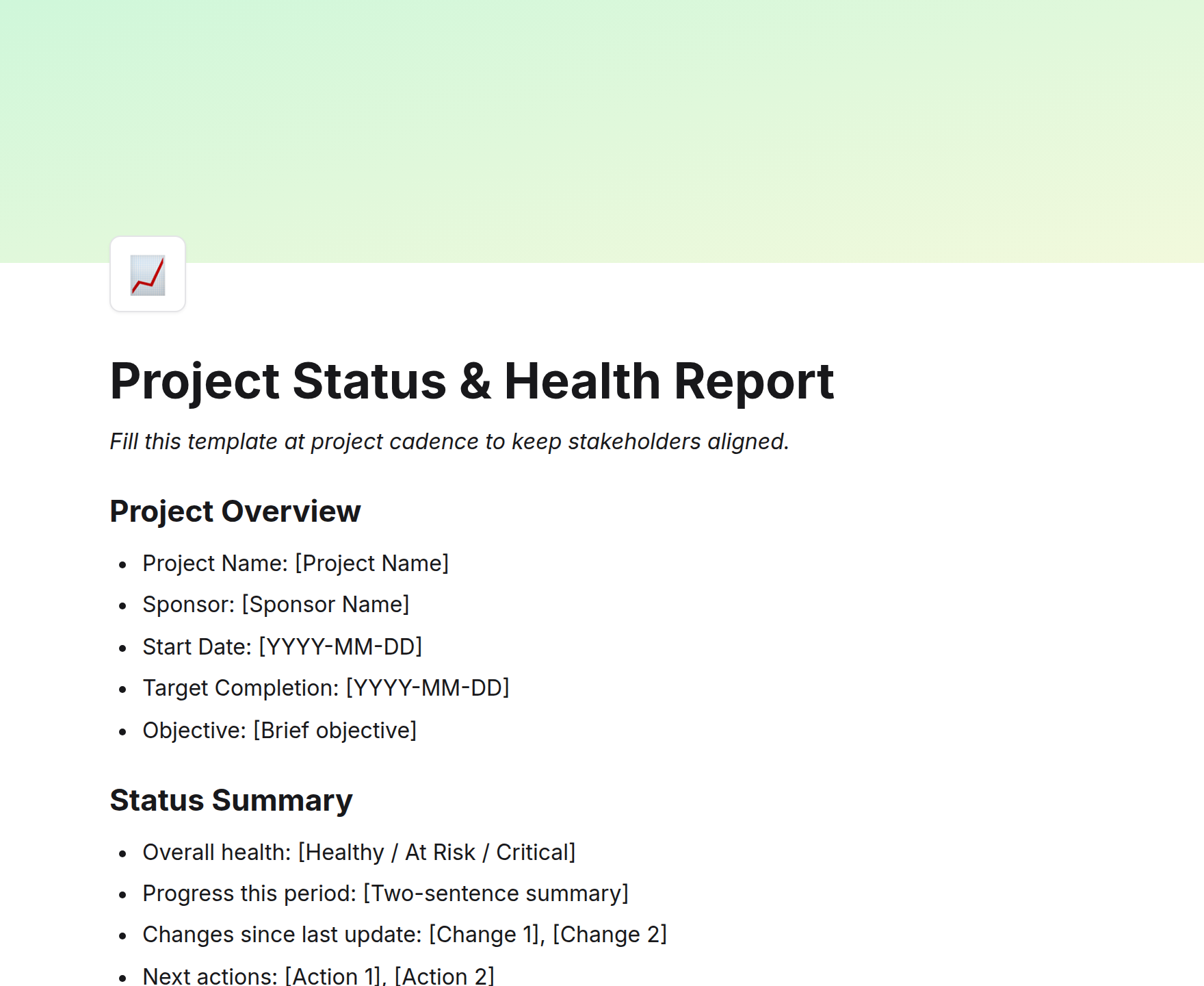 Project Status & Health Report