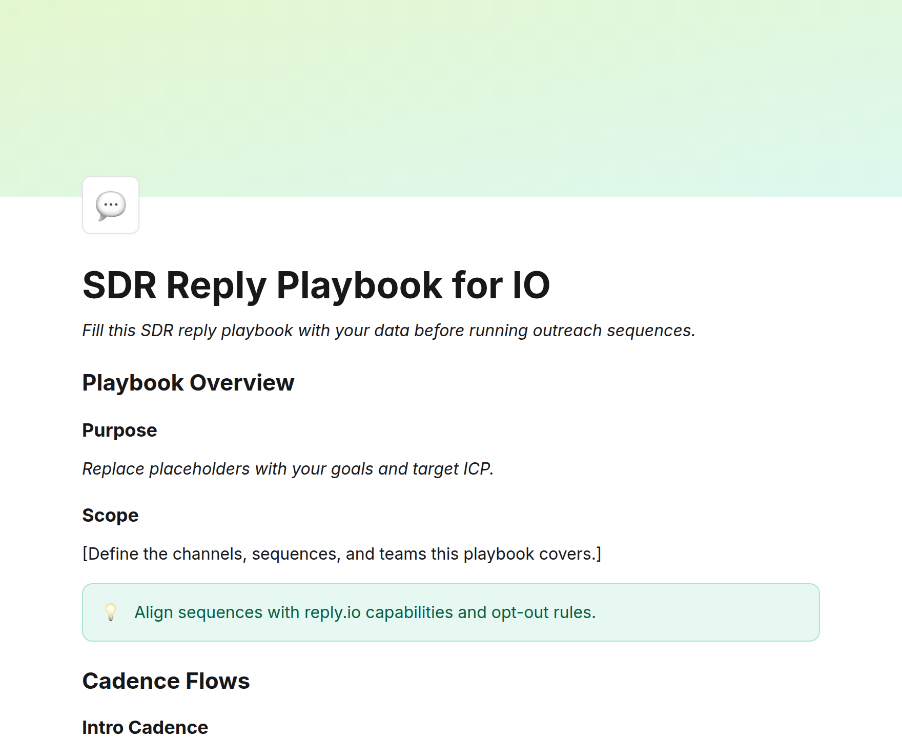 SDR Reply Playbook for IO