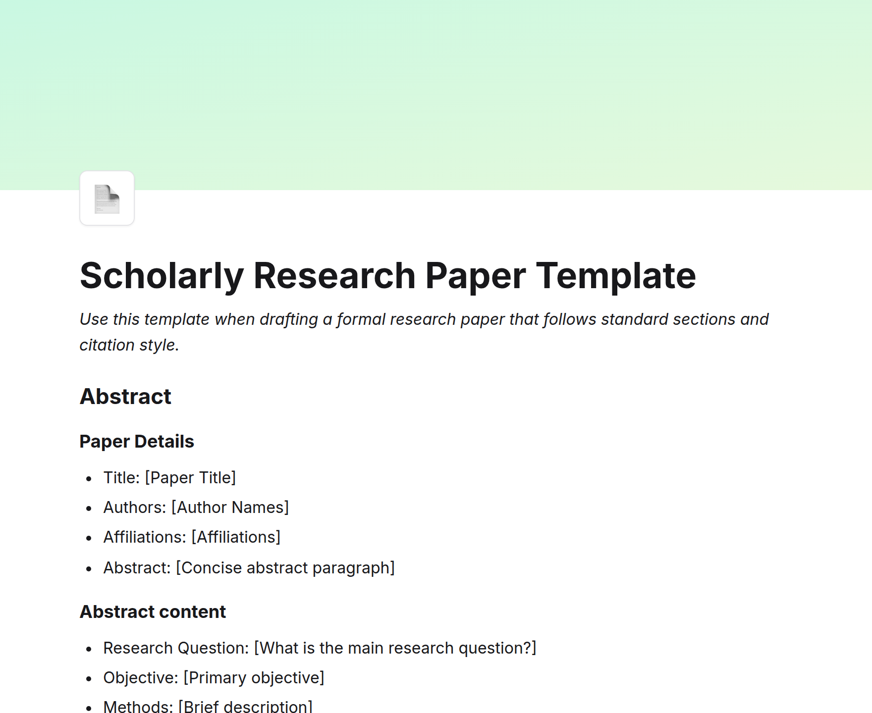 Scholarly Research Paper Template
