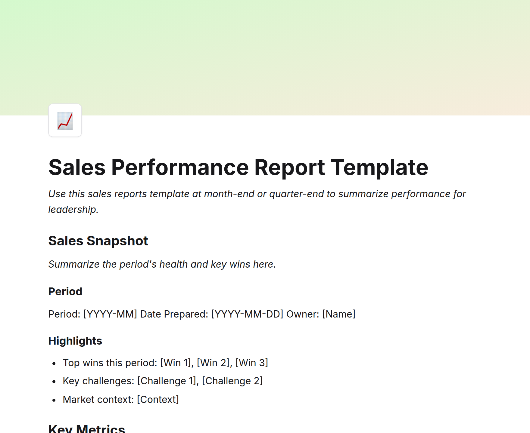 Sales Performance Report Template