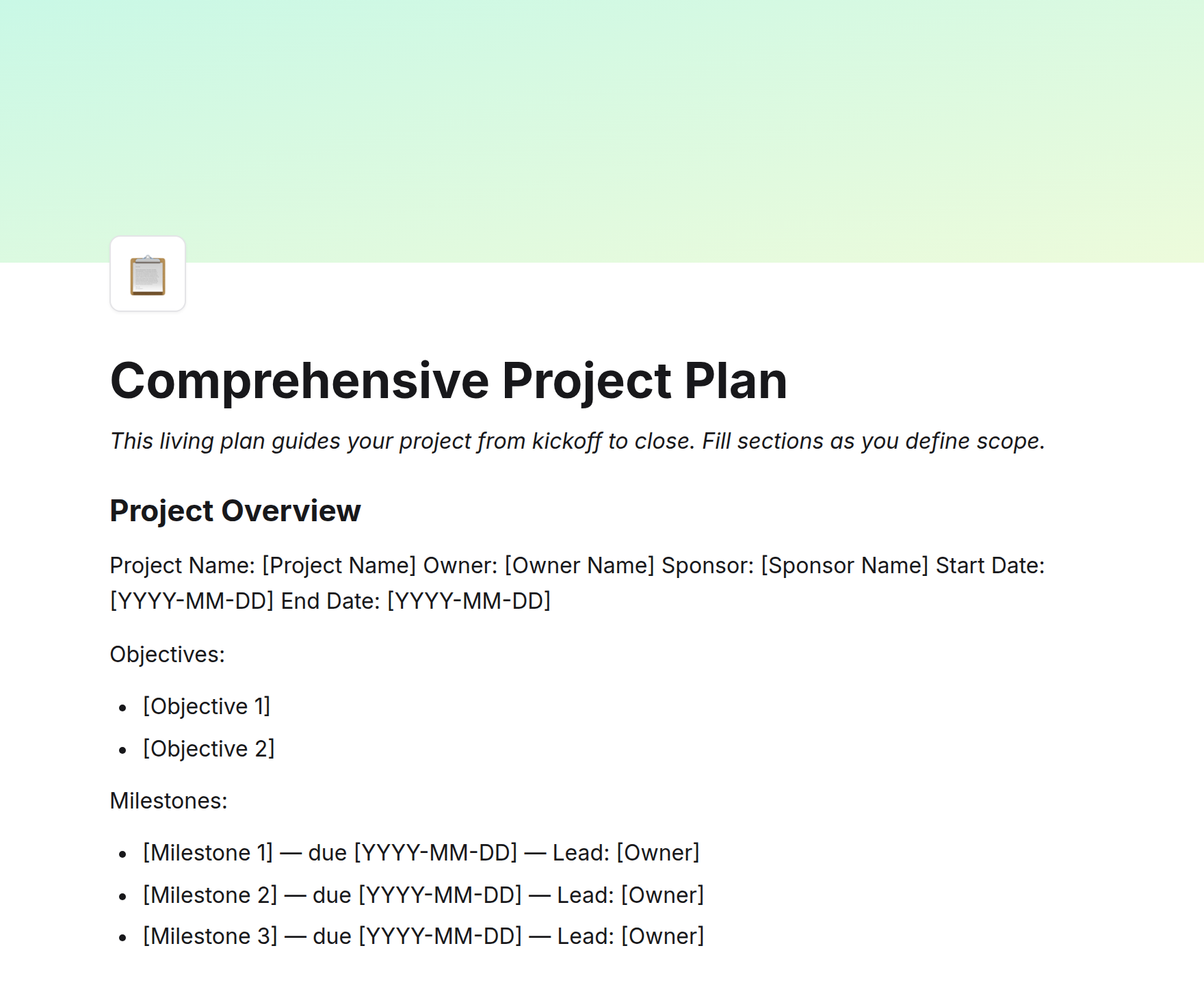 Comprehensive Project Plan