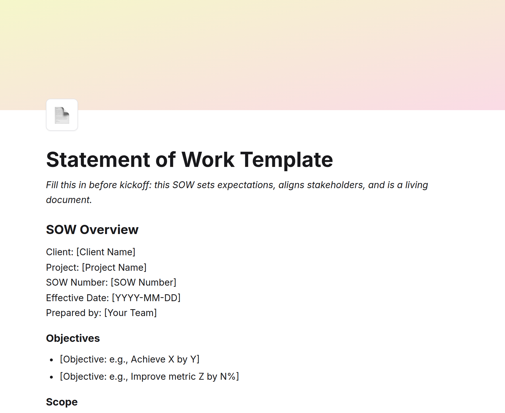 Statement of Work Template