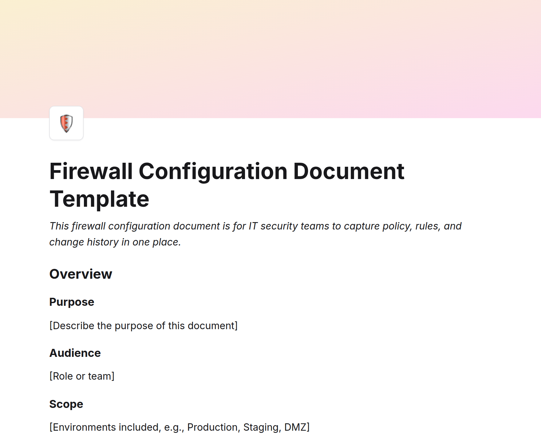 Firewall Configuration Document Template