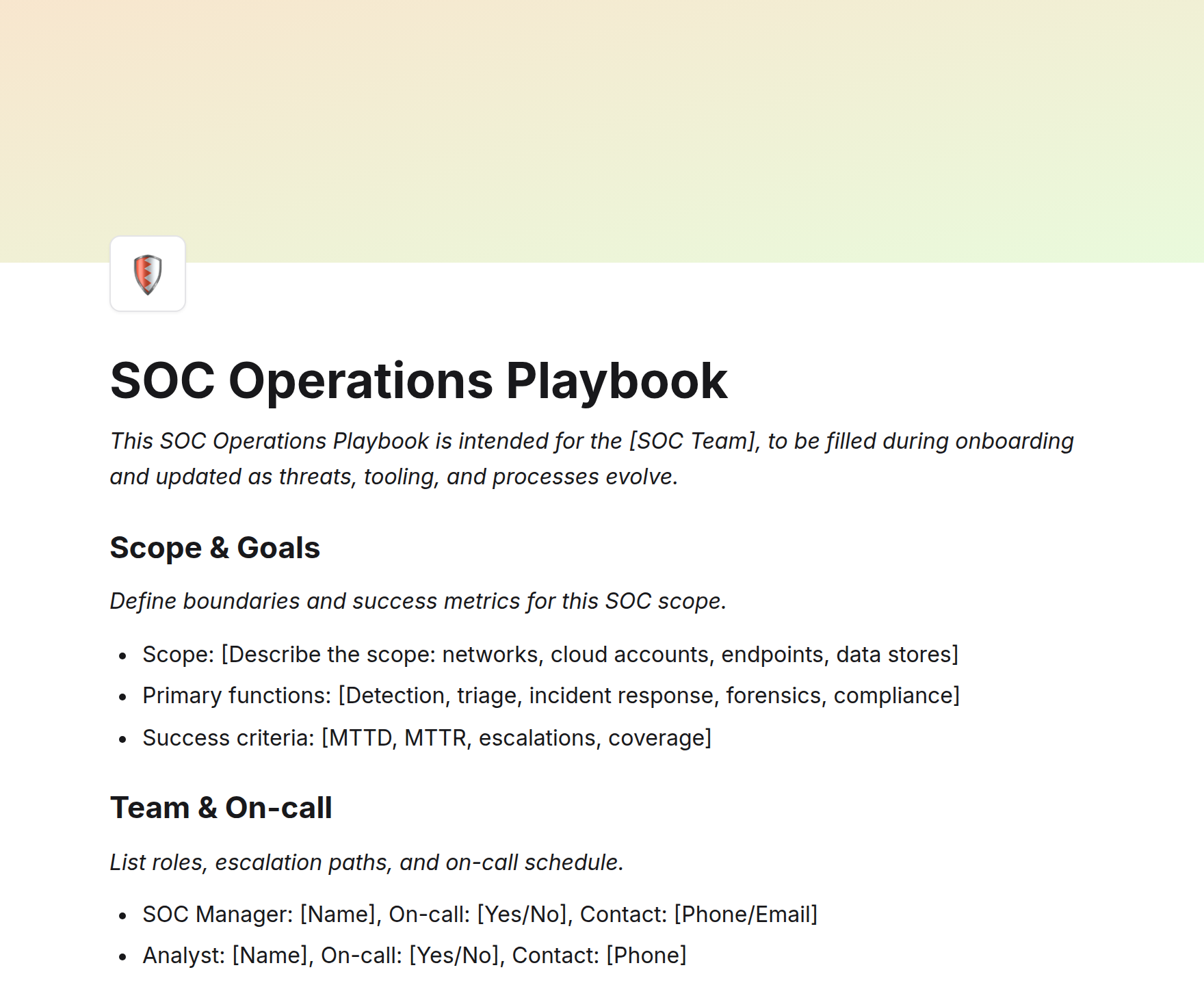 SOC Operations Playbook