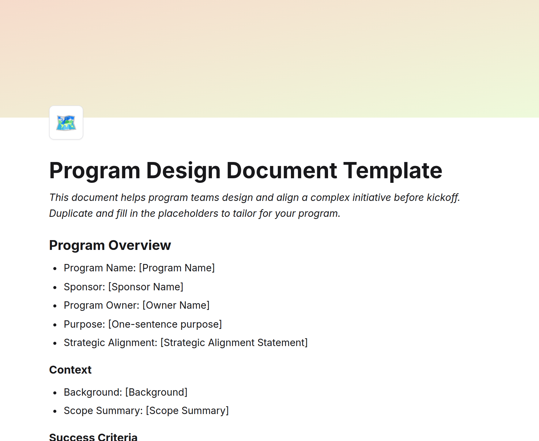 Program Design Document Template