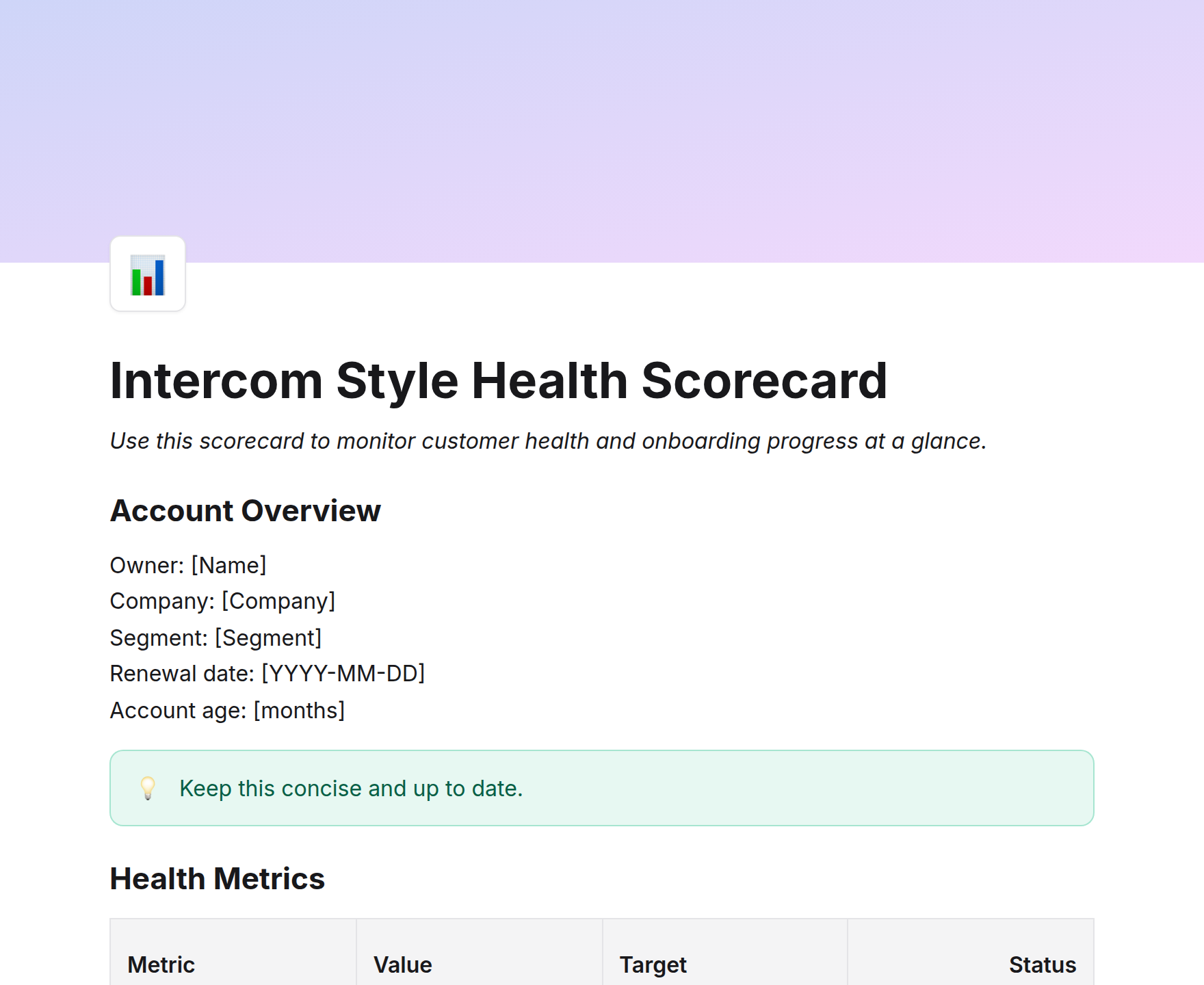 Intercom Style Health Scorecard