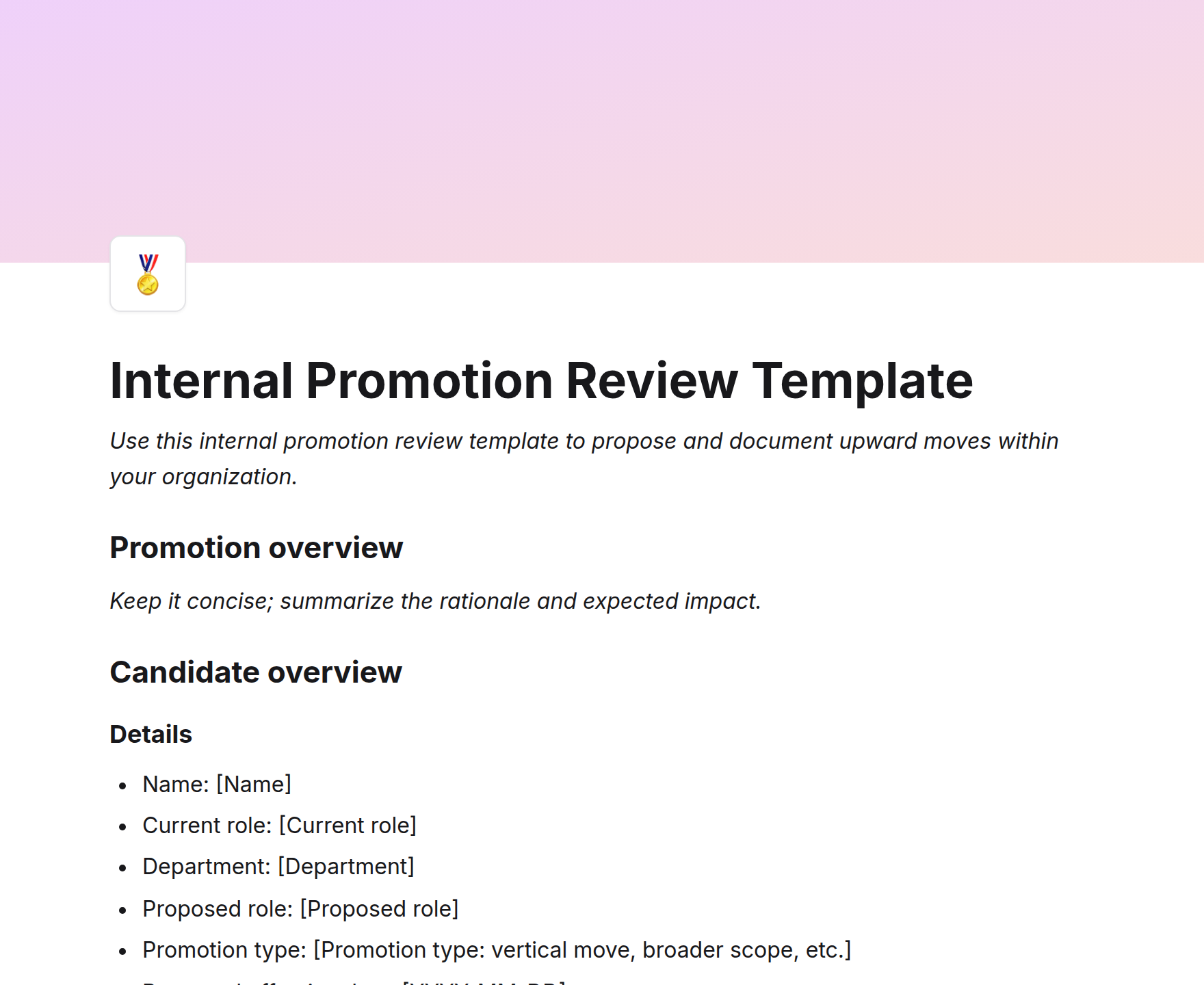 Internal Promotion Review Template