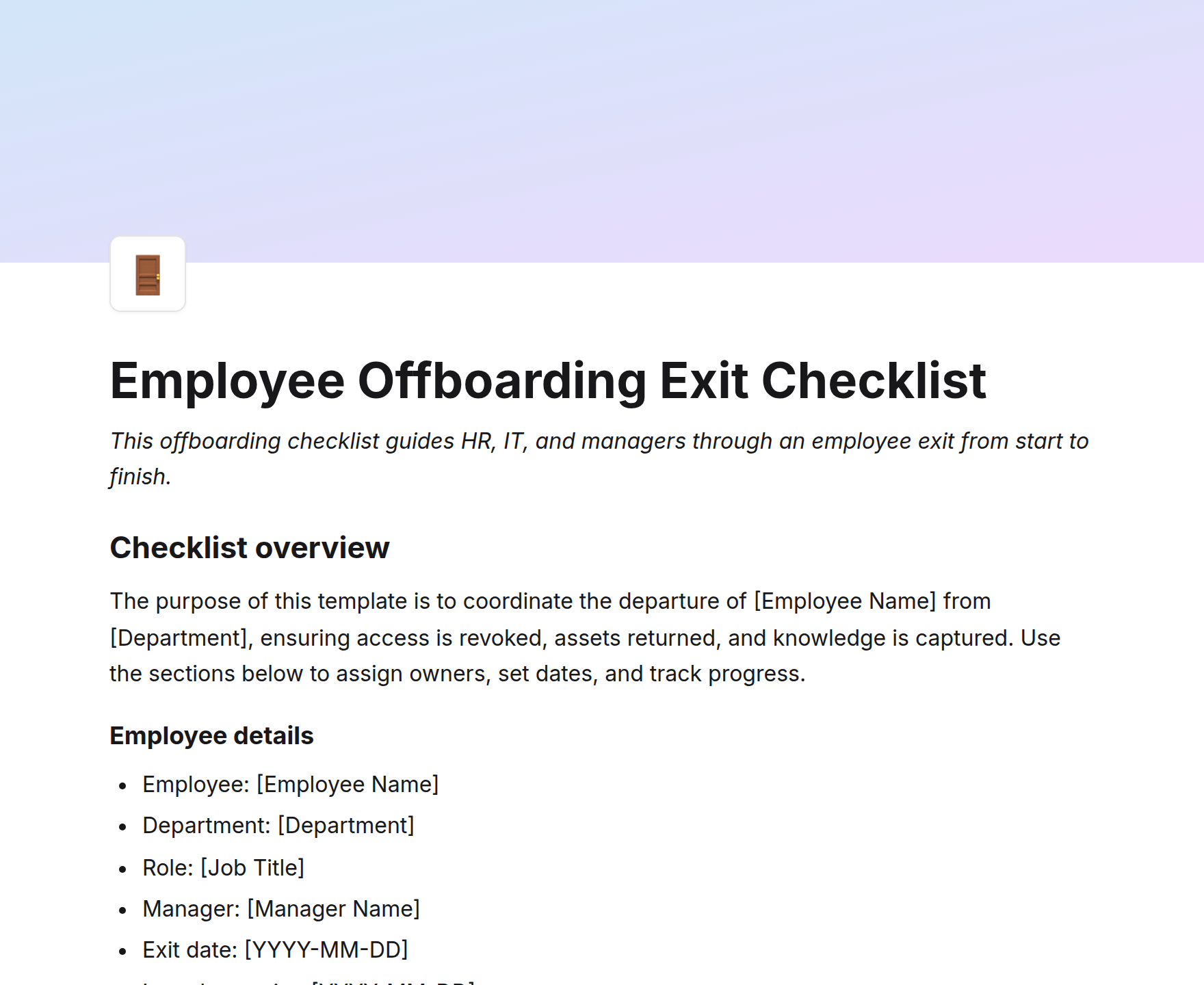 Employee Offboarding Exit Checklist