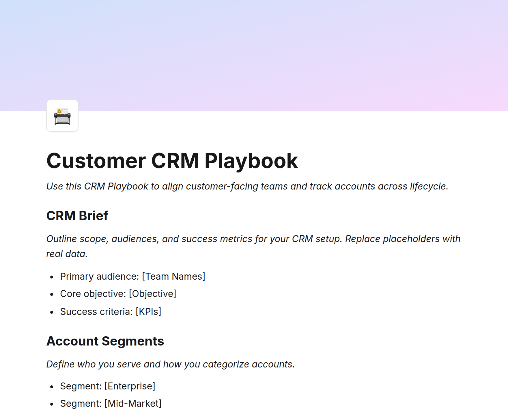 Customer CRM Playbook