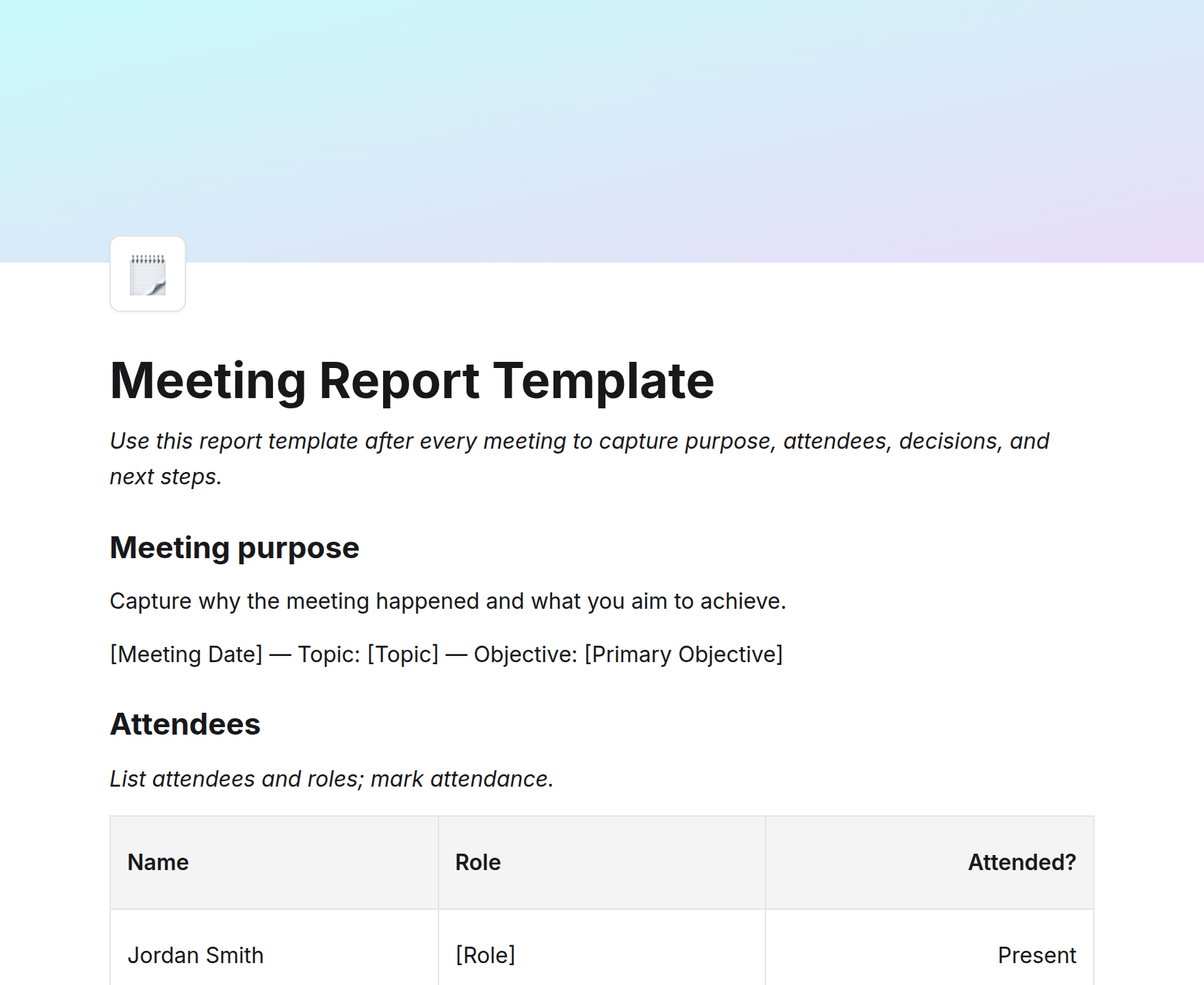 Meeting Report Template