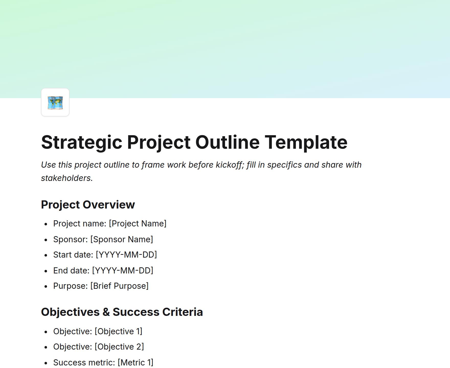 Strategic Project Outline Template