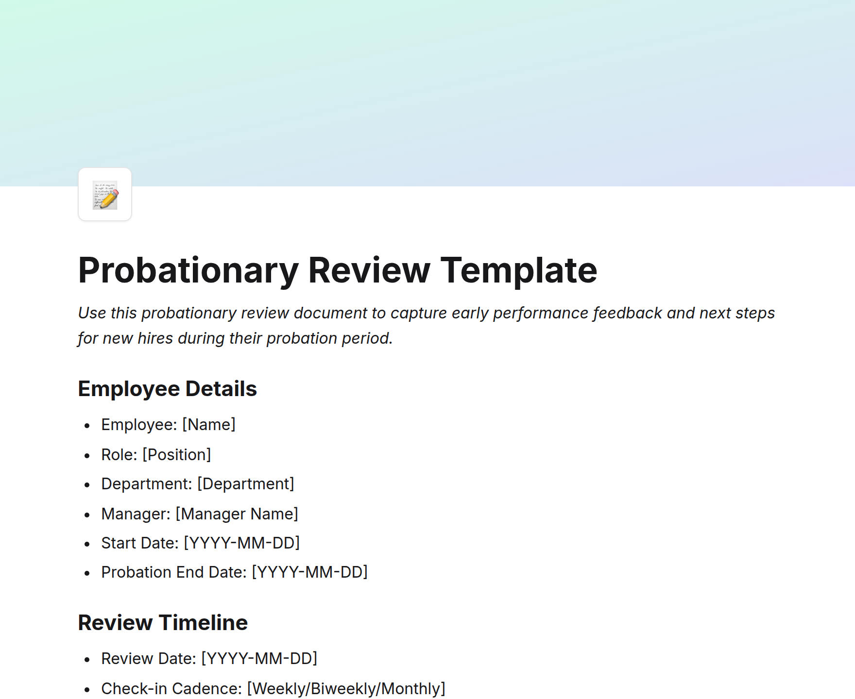 Probationary Review Template