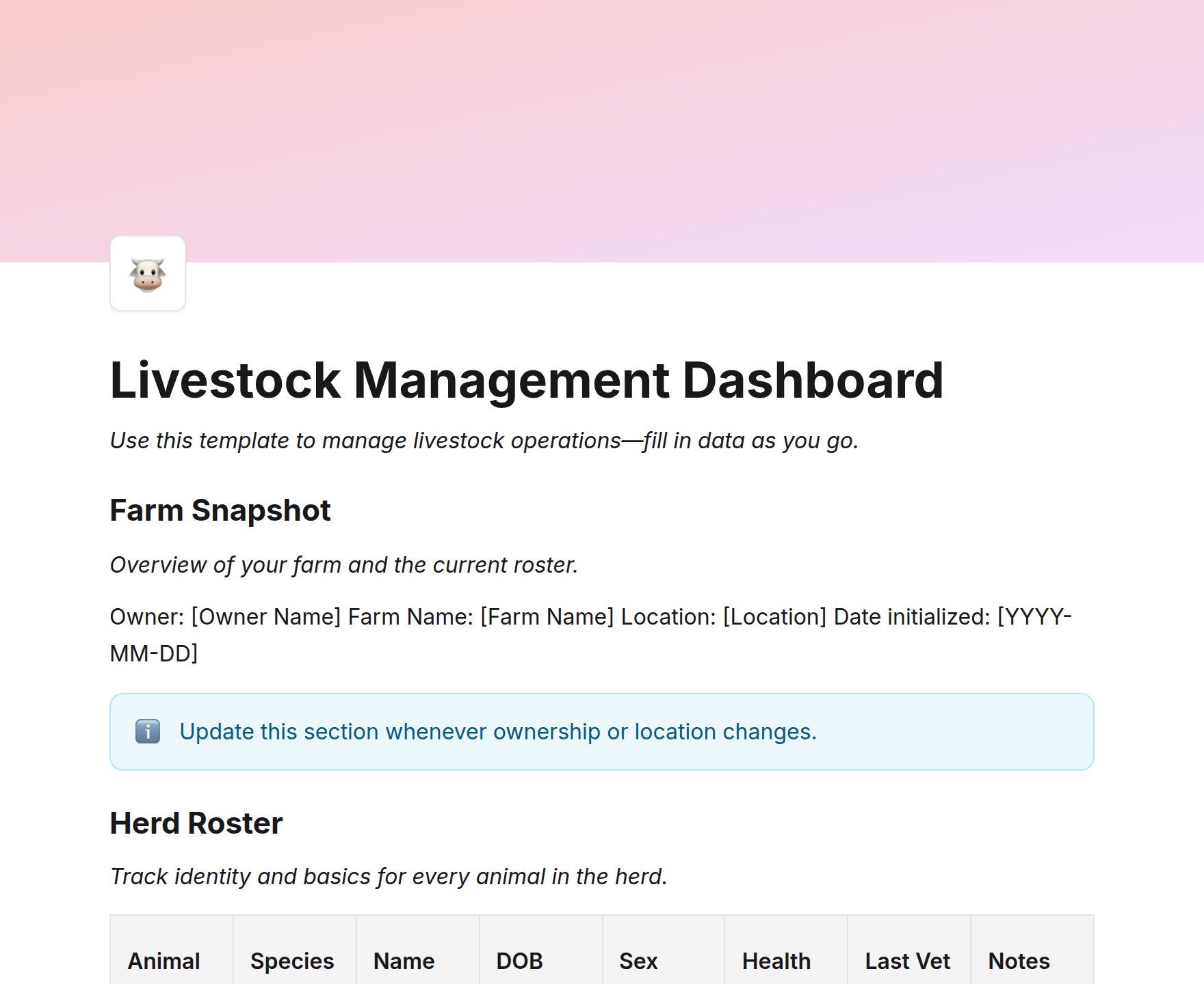 Livestock Management Dashboard