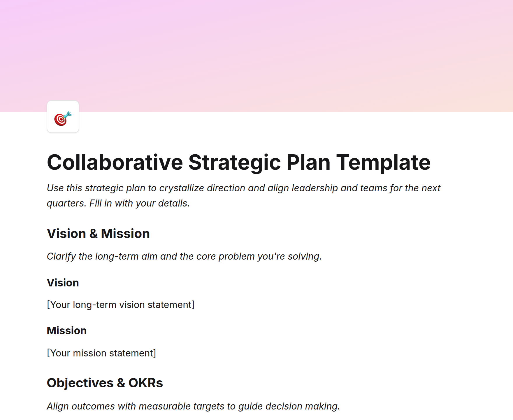 Collaborative Strategic Plan Template
