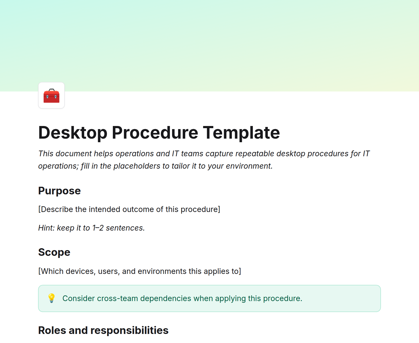 Desktop Procedure Template
