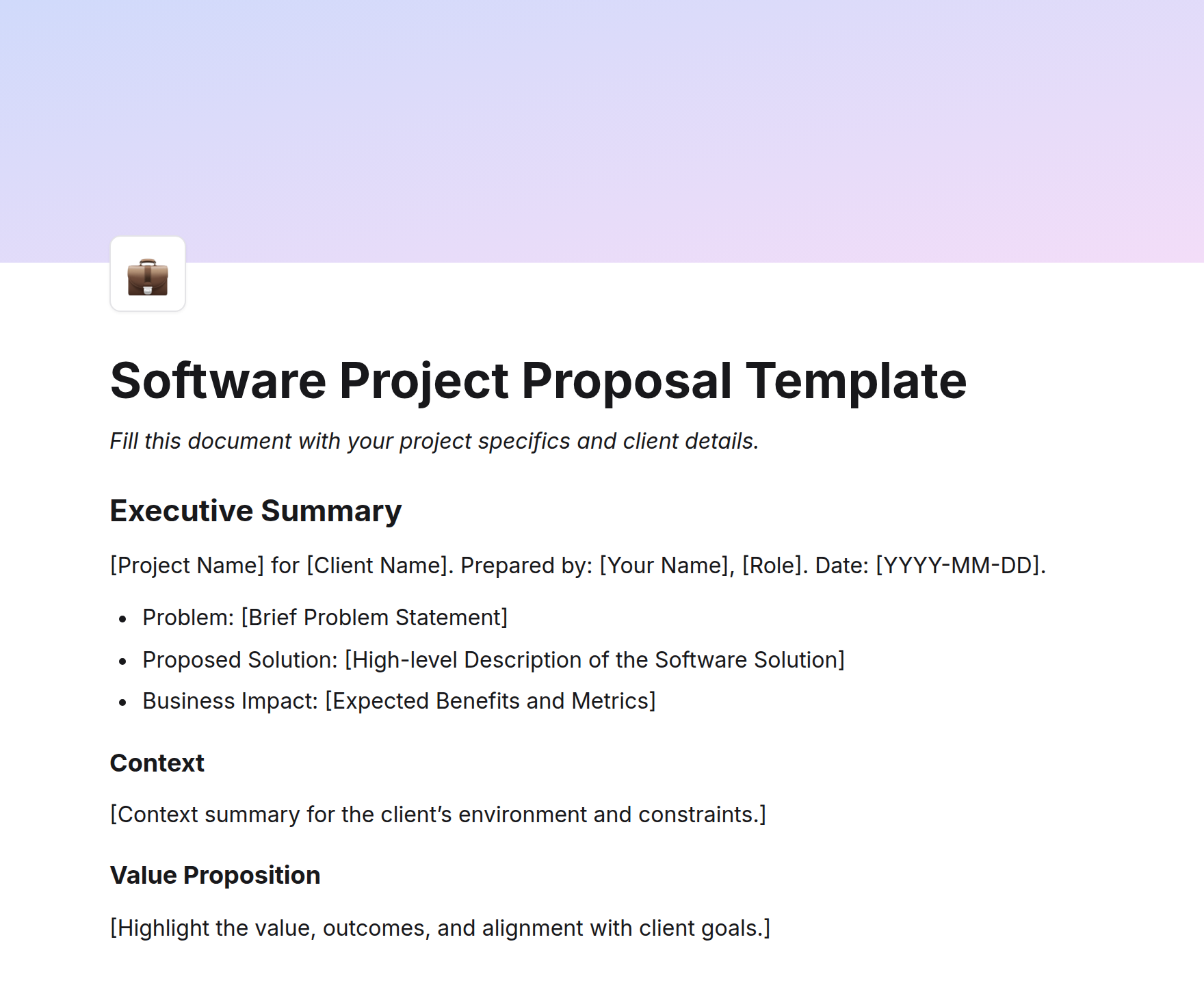 Software Project Proposal Template