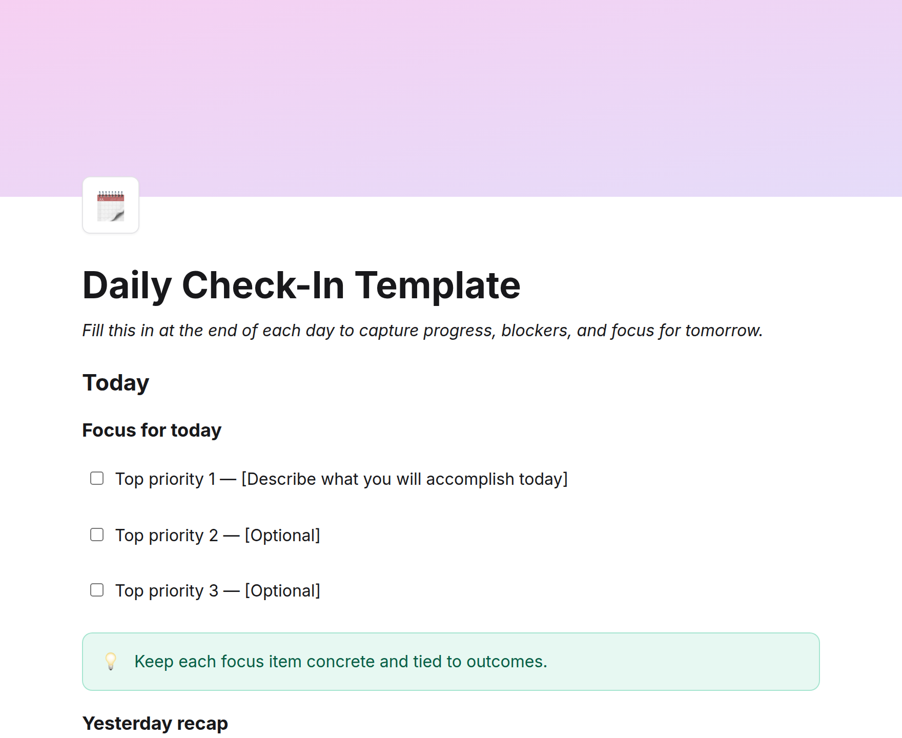 Daily Check-In Template