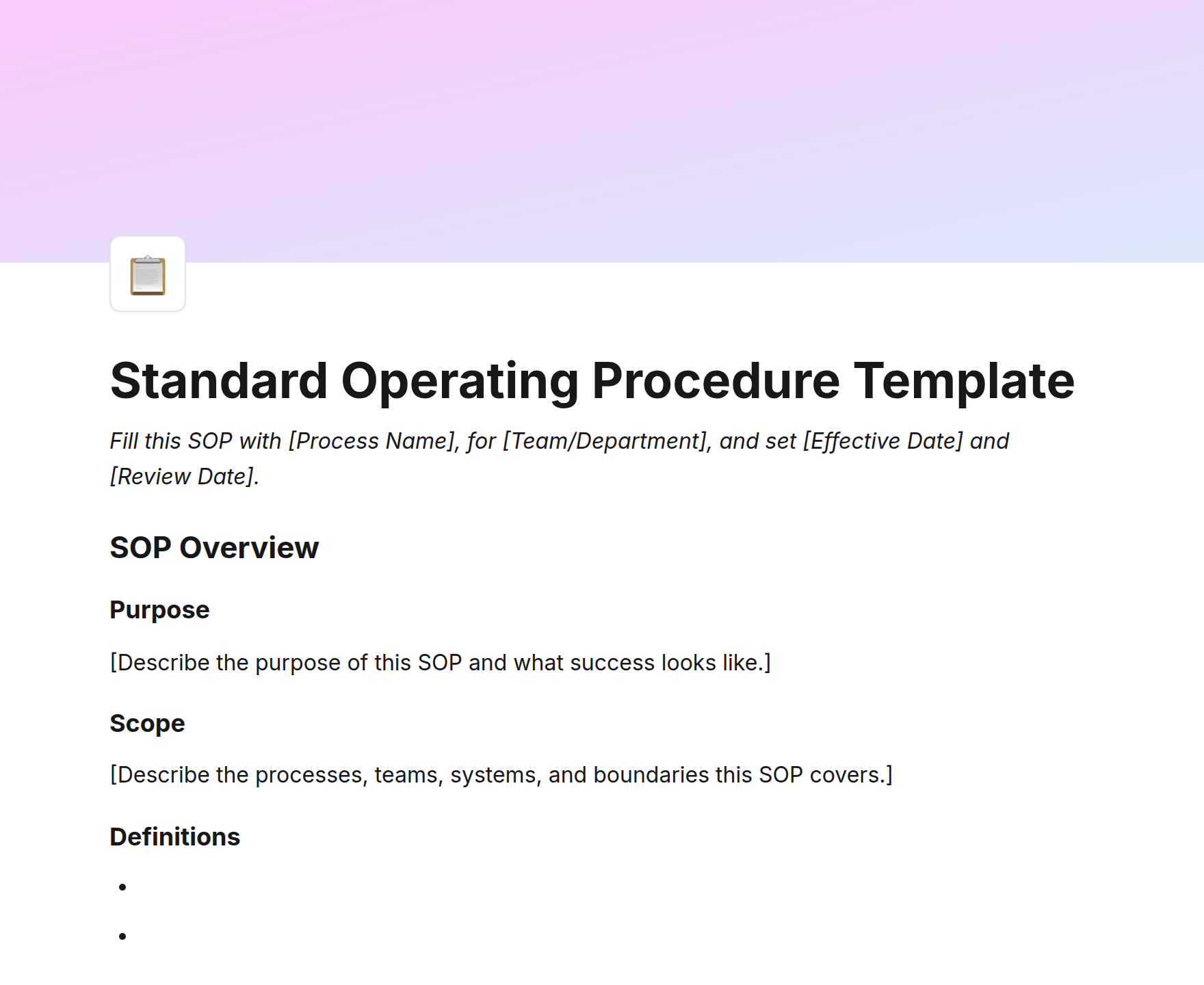 Standard Operating Procedure Template