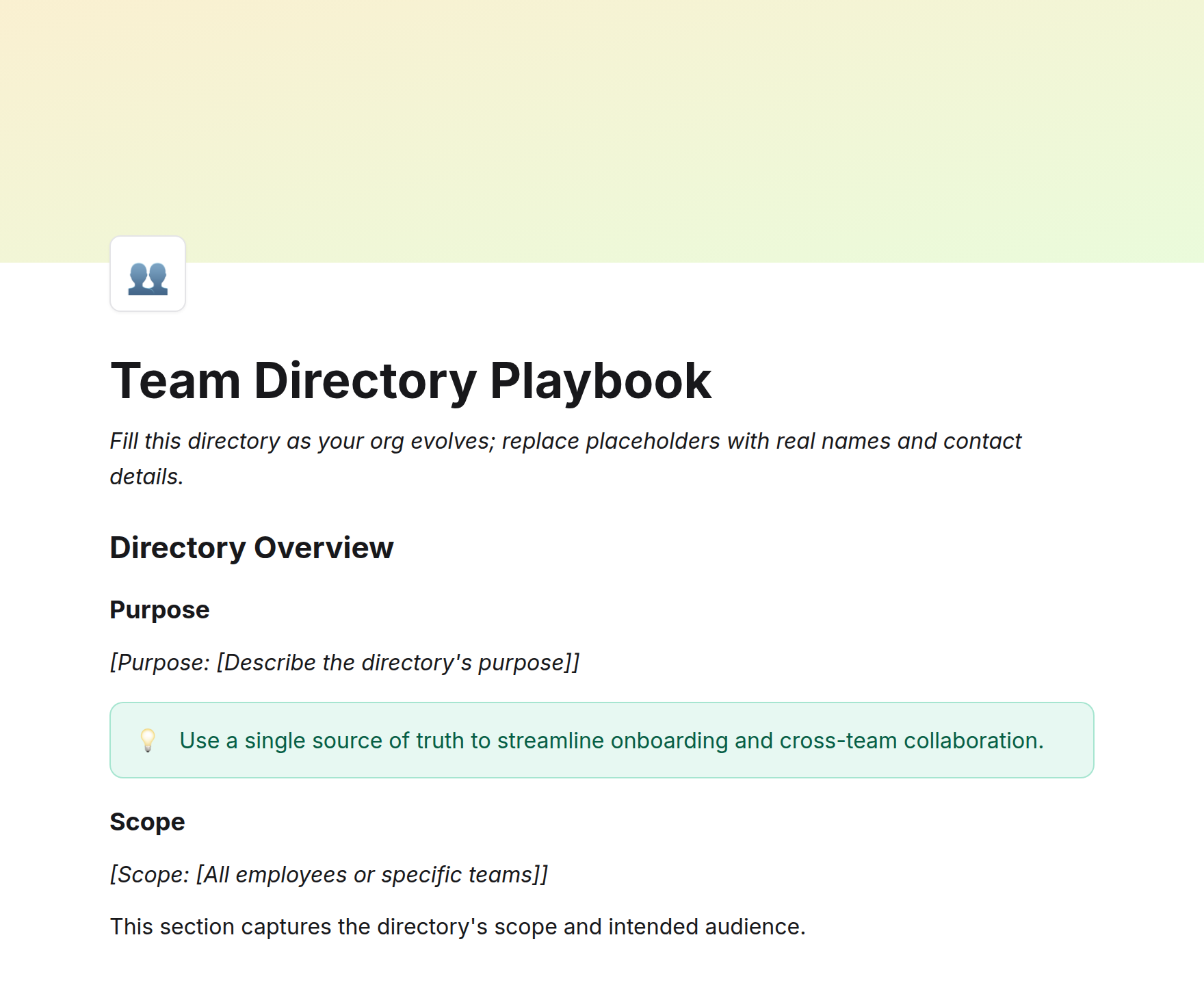 Team Directory Playbook