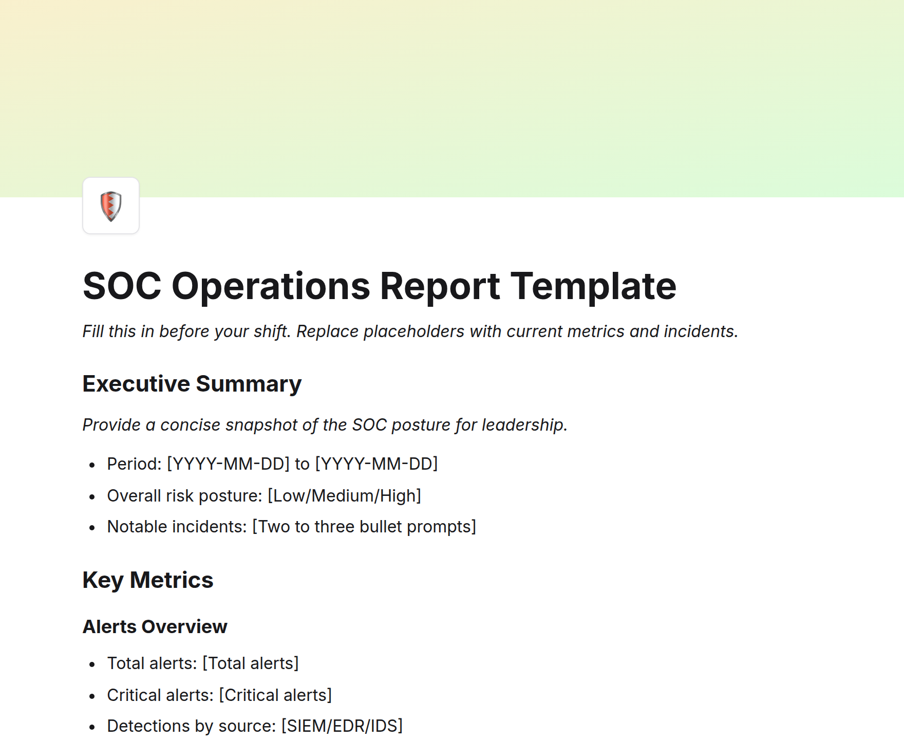 SOC Operations Report Template