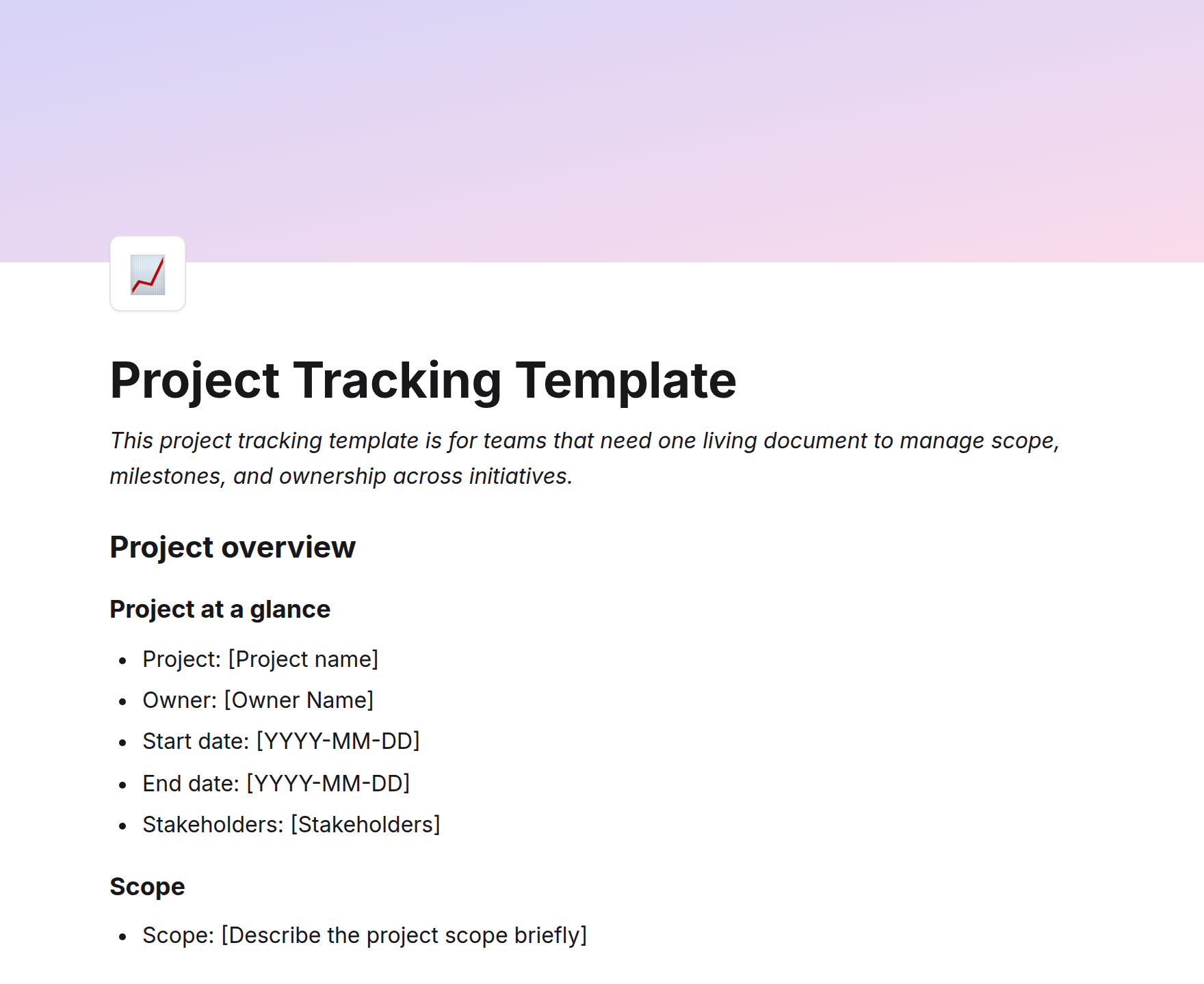 Project Tracking Template