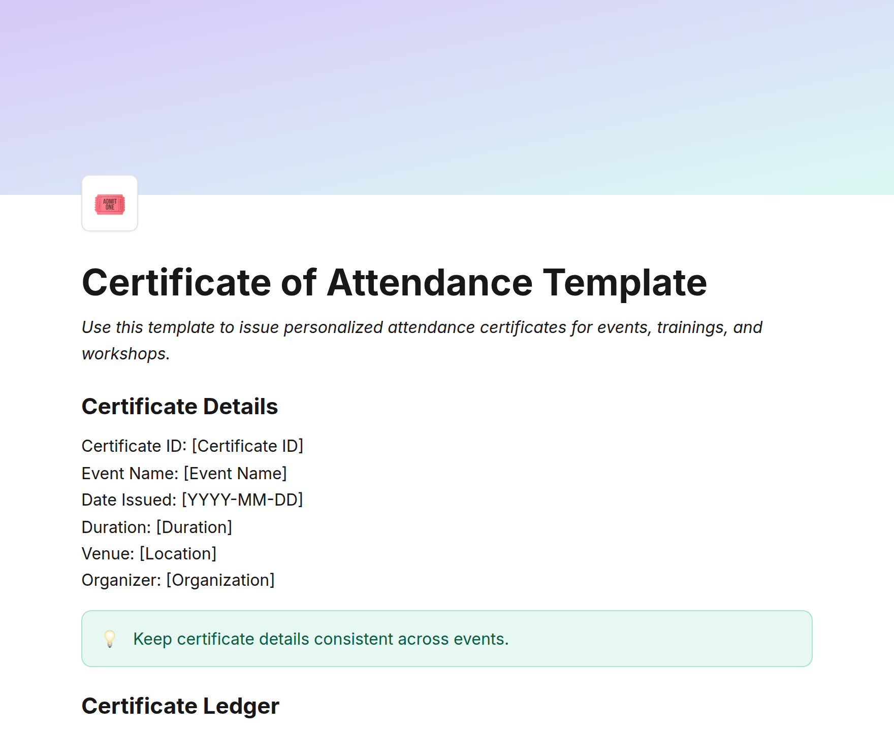 Certificate of Attendance Template