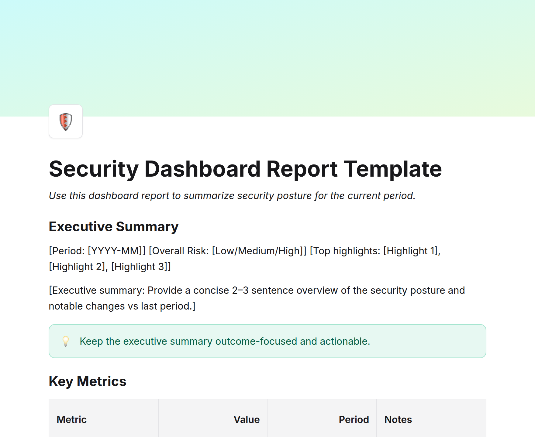 Security Dashboard Report Template