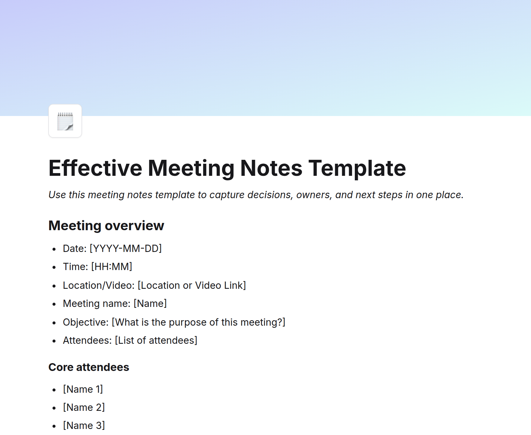 Effective Meeting Notes Template