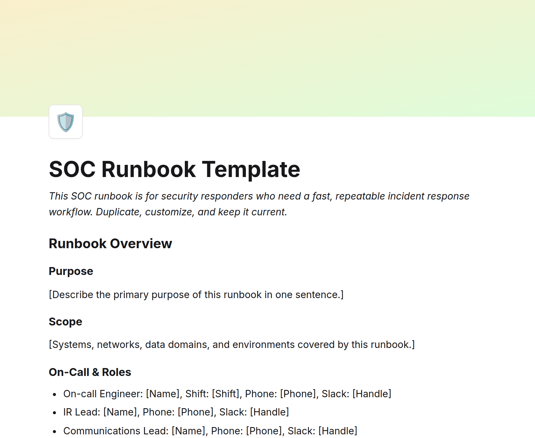 SOC Runbook Template