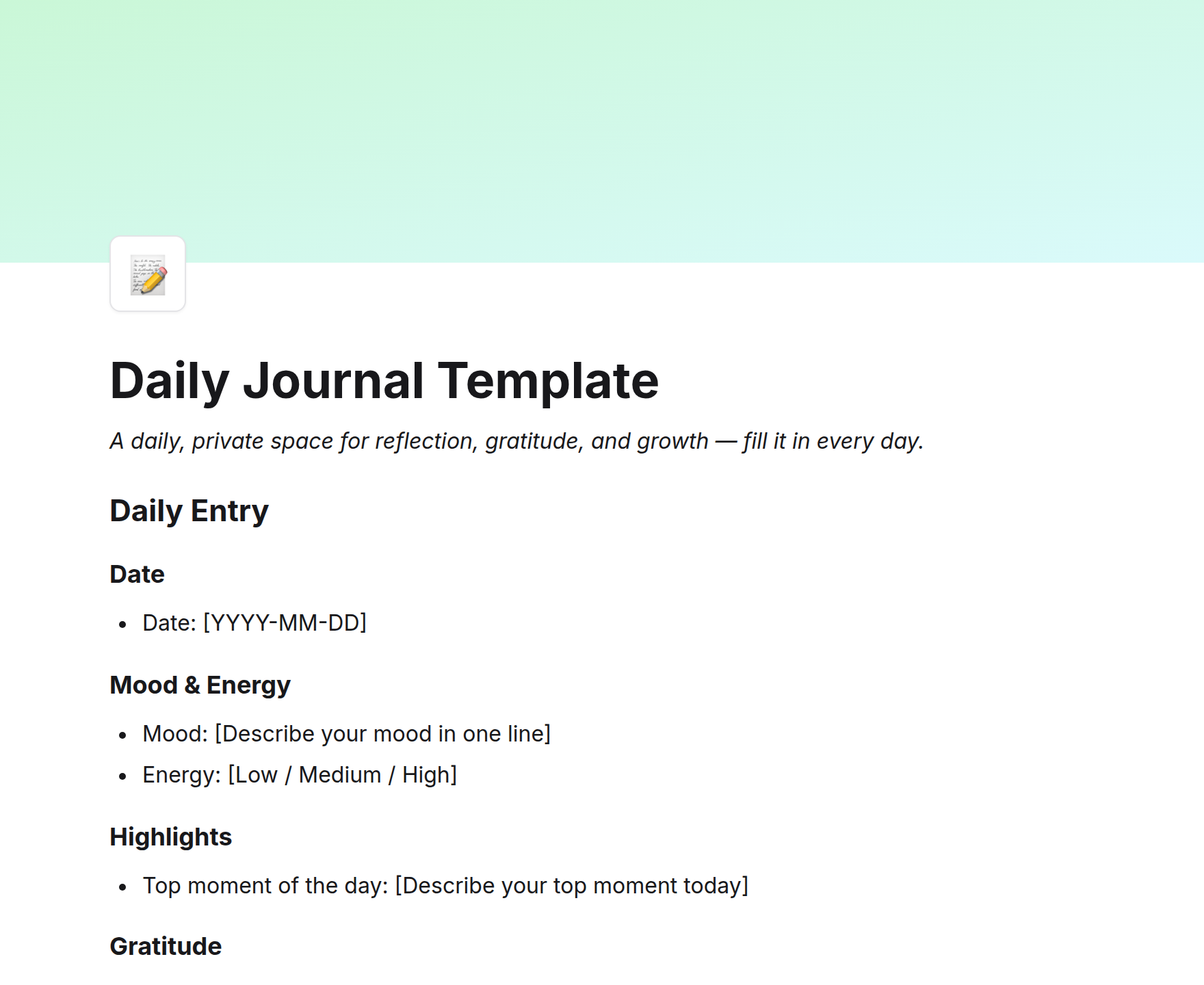 Daily Journal Template