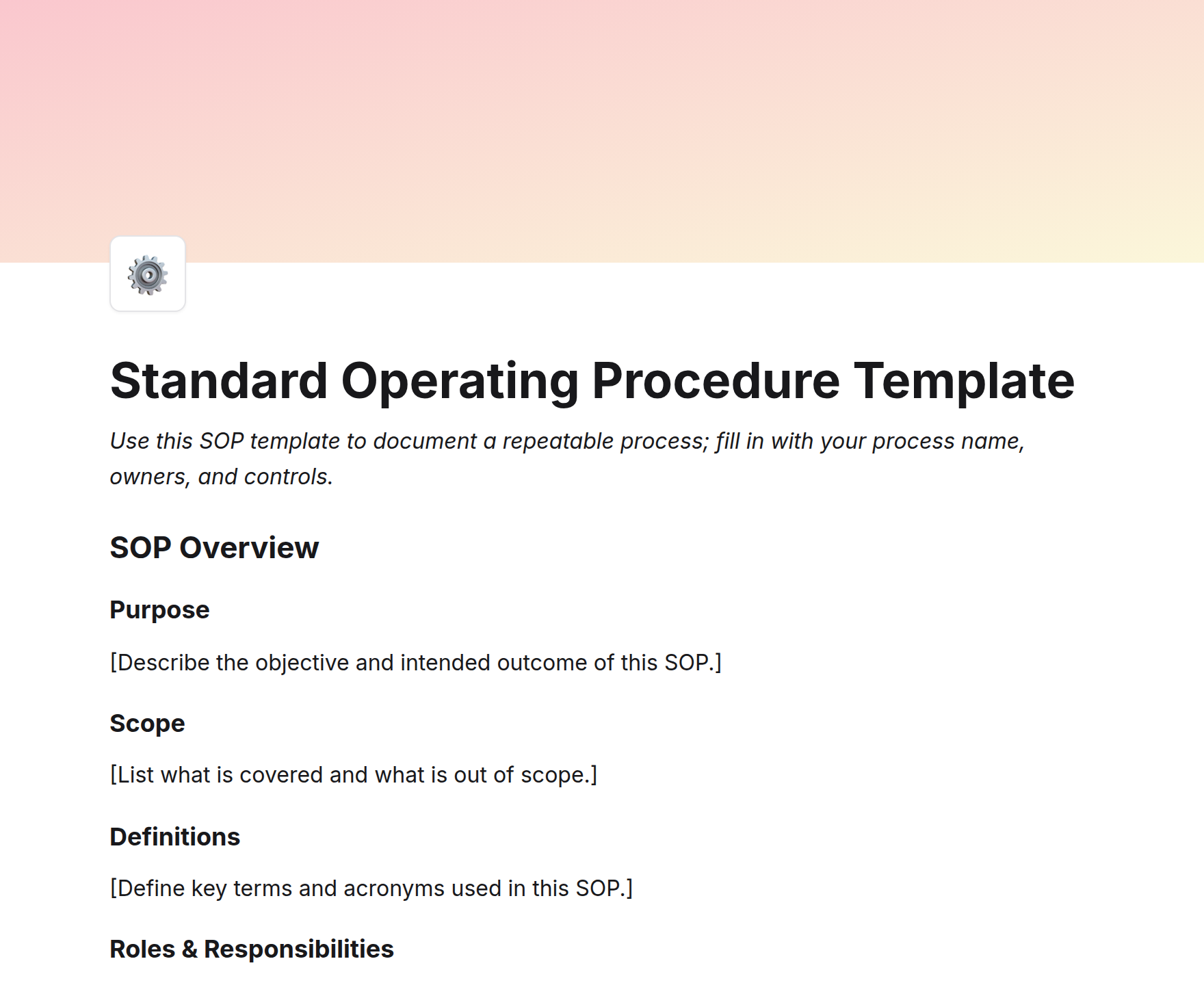 Standard Operating Procedure Template